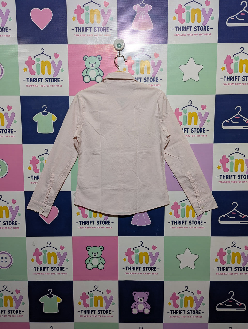 Burberry Girls Light Pink Classic Long Sleeve Button-Down Shirt - Size Estimated Age 12 Years AB2