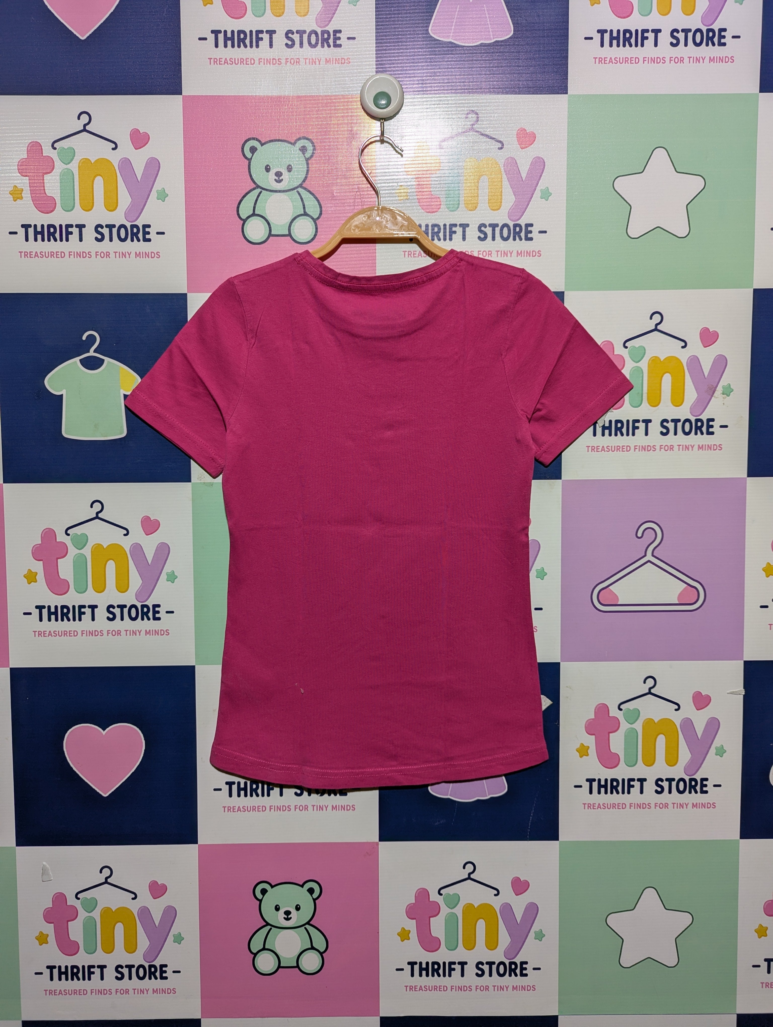 Here+There C&A Girls Pink "Hey! Look @ Me!" Graphic Tee - Size 146/152 Estimated Age 10-12Y AB2