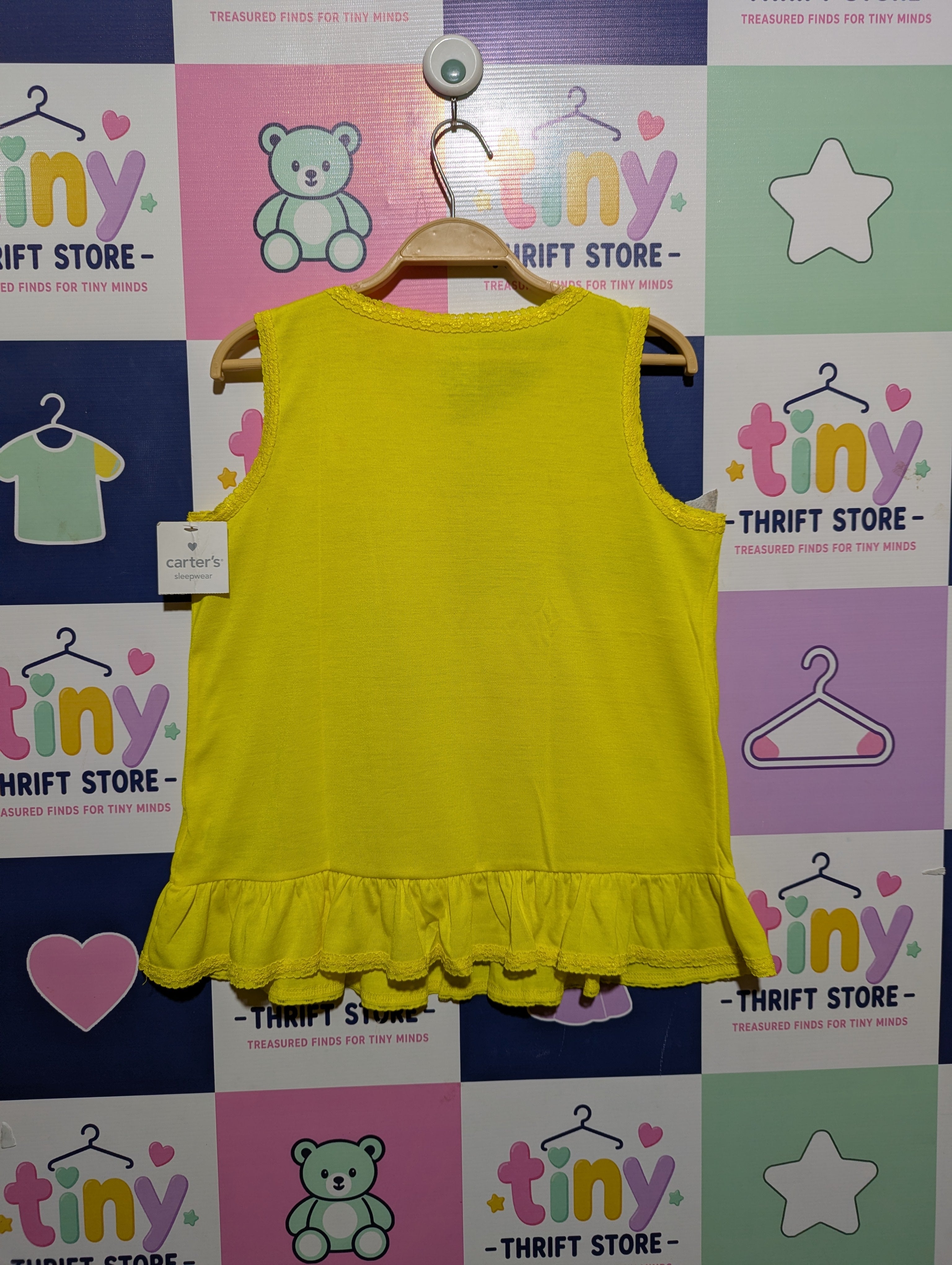 Carter's Girls Bright Yellow Sleeveless Ruffle Hem Tank Top - Size 12 Estimated Age 12 Years AB2