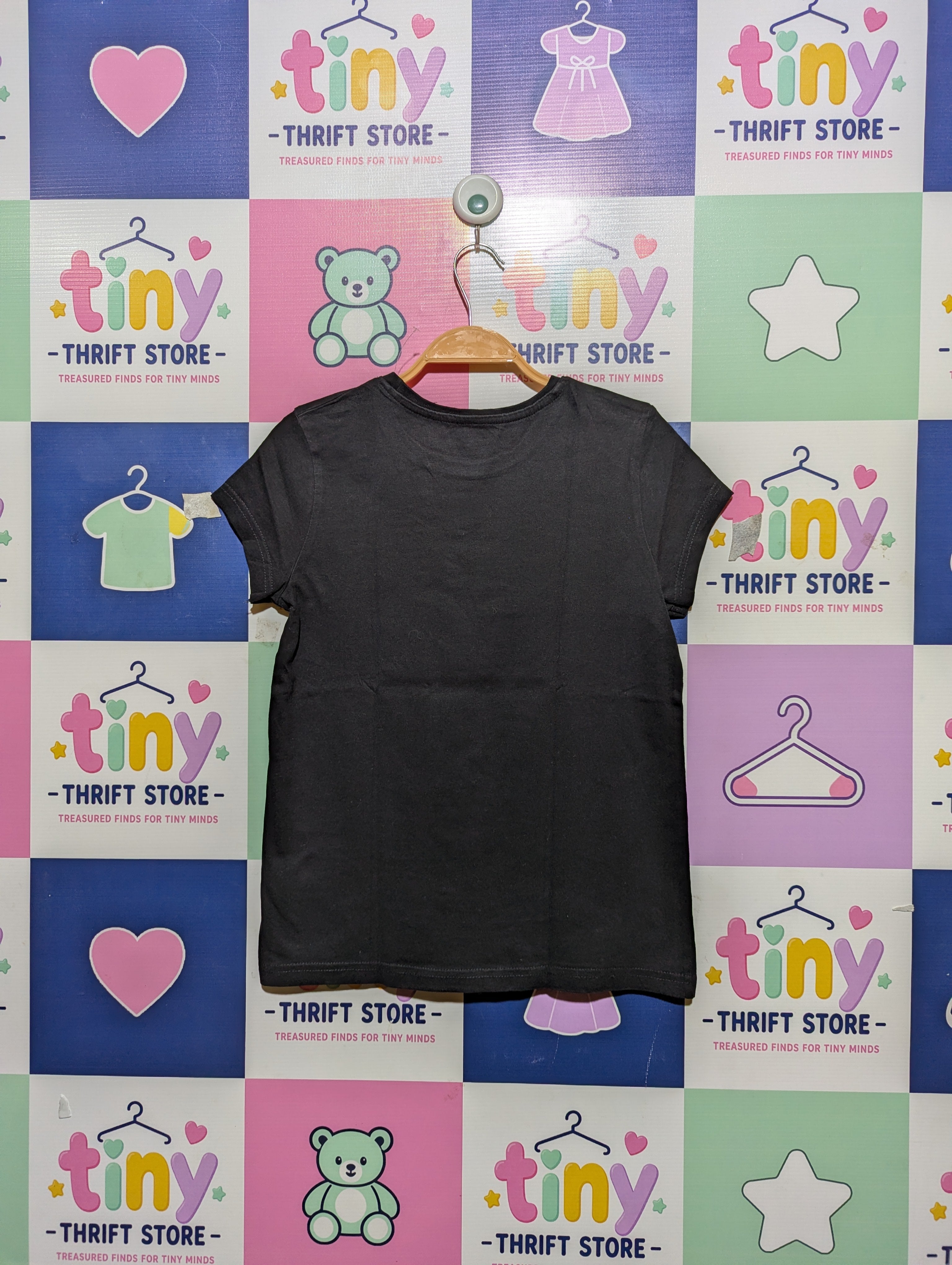 Destination Girls Black "Pow Eyes" Graphic Tee - Size 146/152 Estimated Age 10-12 Years AB2