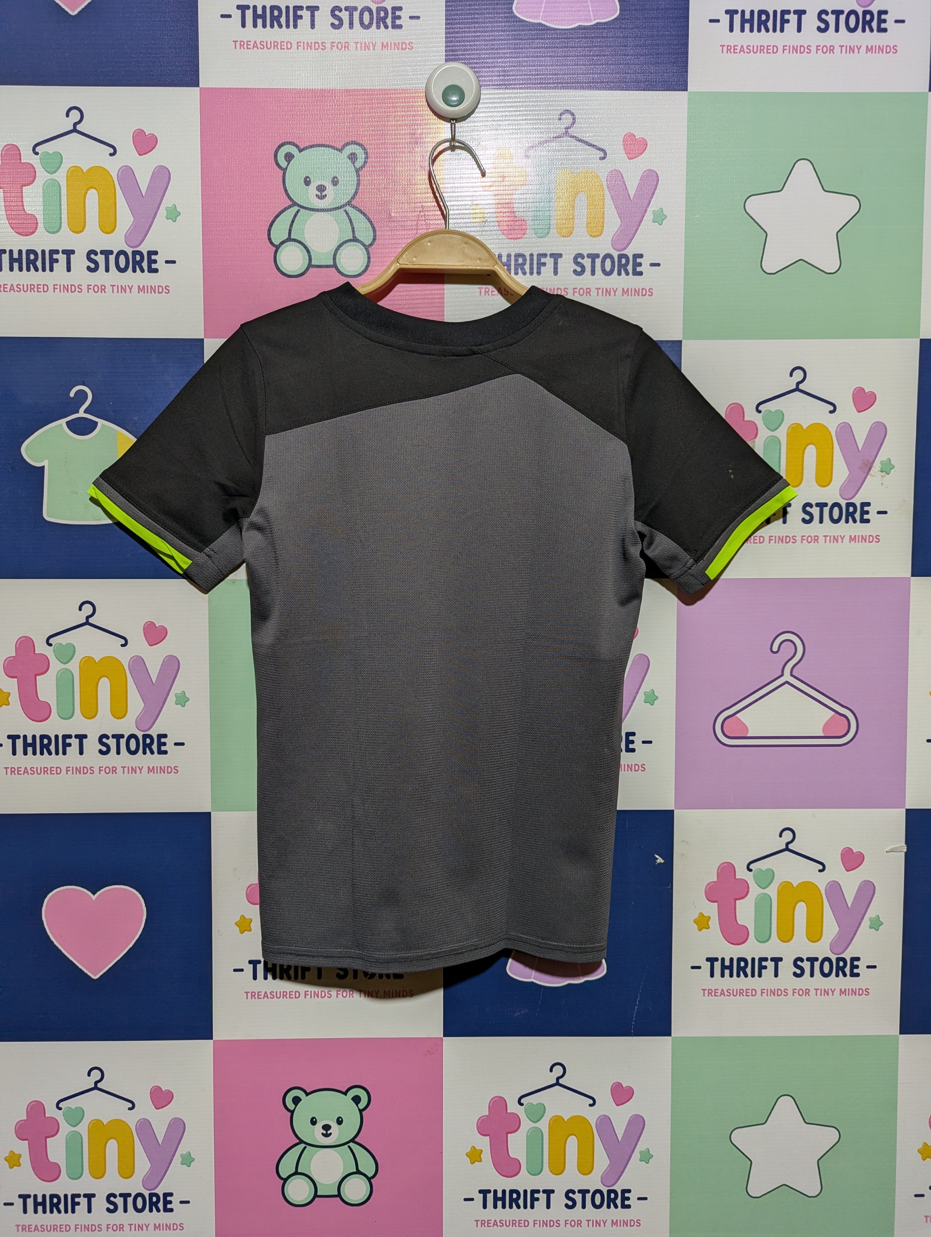 Kipsta Boys Black and Grey Athletic Performance Tee - Size 12 Years Estimated Age 10-12 Years AB2