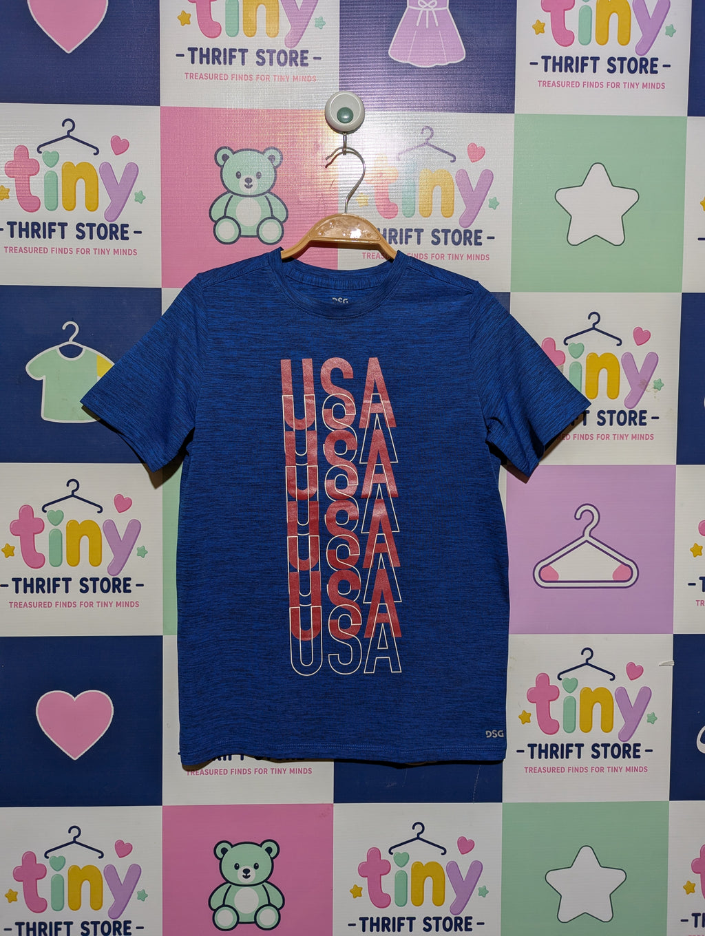 DSG Boys Blue "USA" Performance Tee - Size M (10-12) Estimated Age 10-12 Years AB2