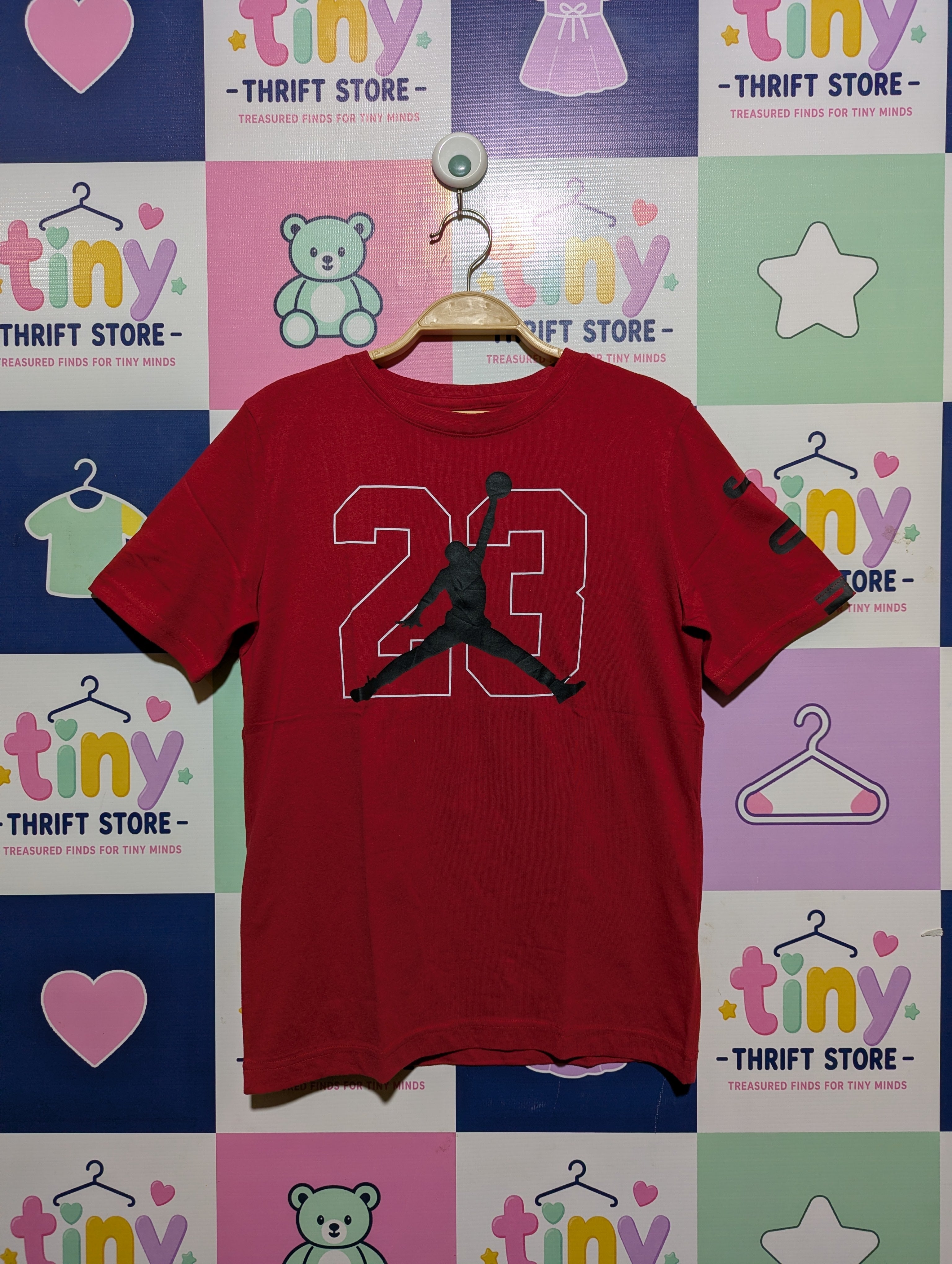 Jordan Boys Red "23" Graphic Tee - Size M (10-12 Years) Estimated Age 10-12 Years AB2