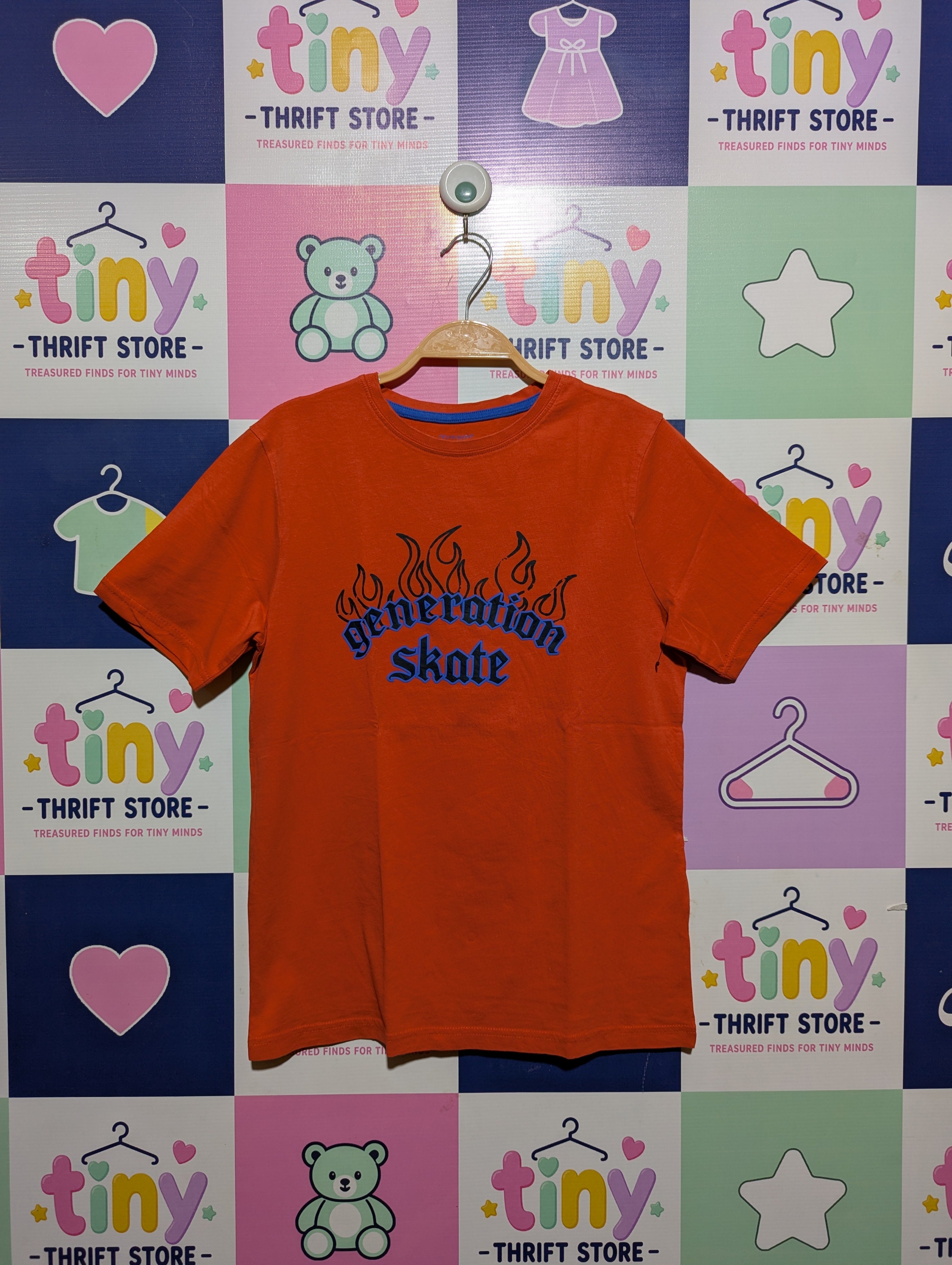Primark Boys Orange "Generation Skate" Graphic Tee - Size 11-12Y Estimated Age 11-12 Years AB2