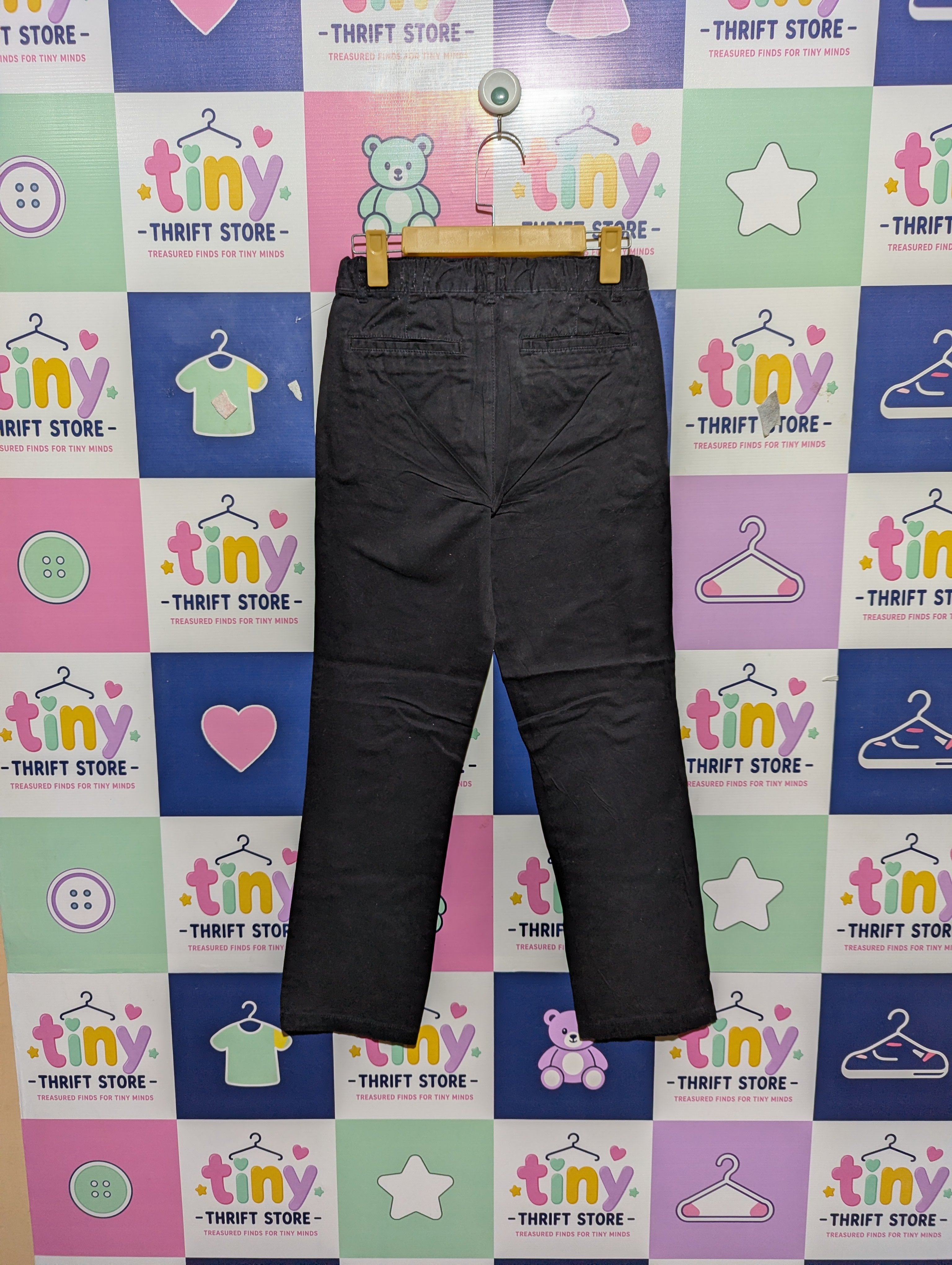 The Children's Place Boys Solid Black Adjustable Waist Pants - Size Estimated Age 10-12 Years AB2