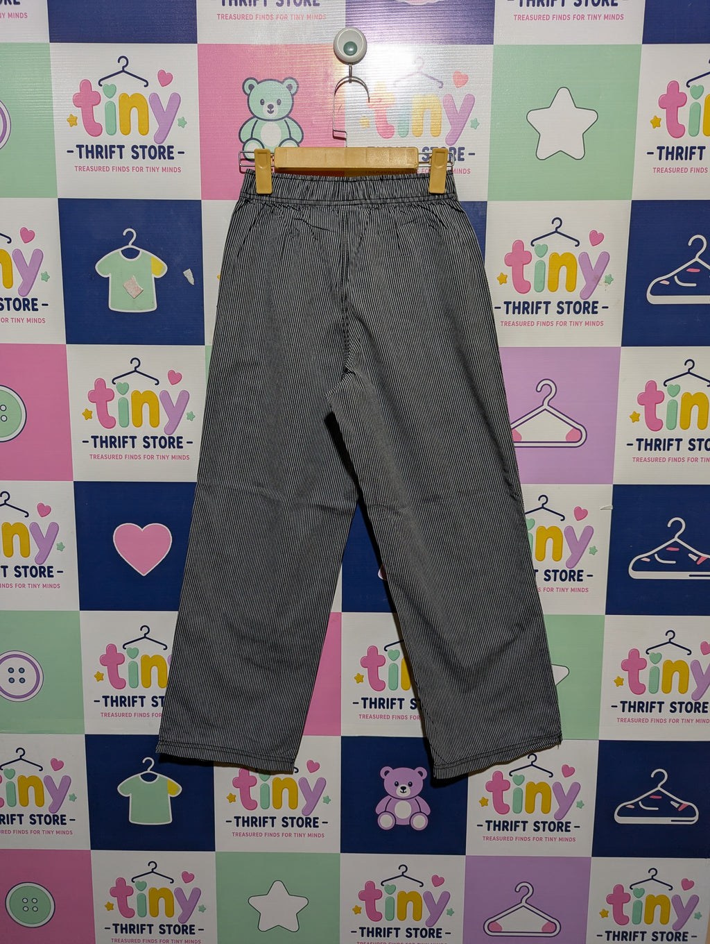 H&M Boys Black & White Striped Casual Trousers - Size 146/152 (Estimated Age 10-12 Years) AB2
