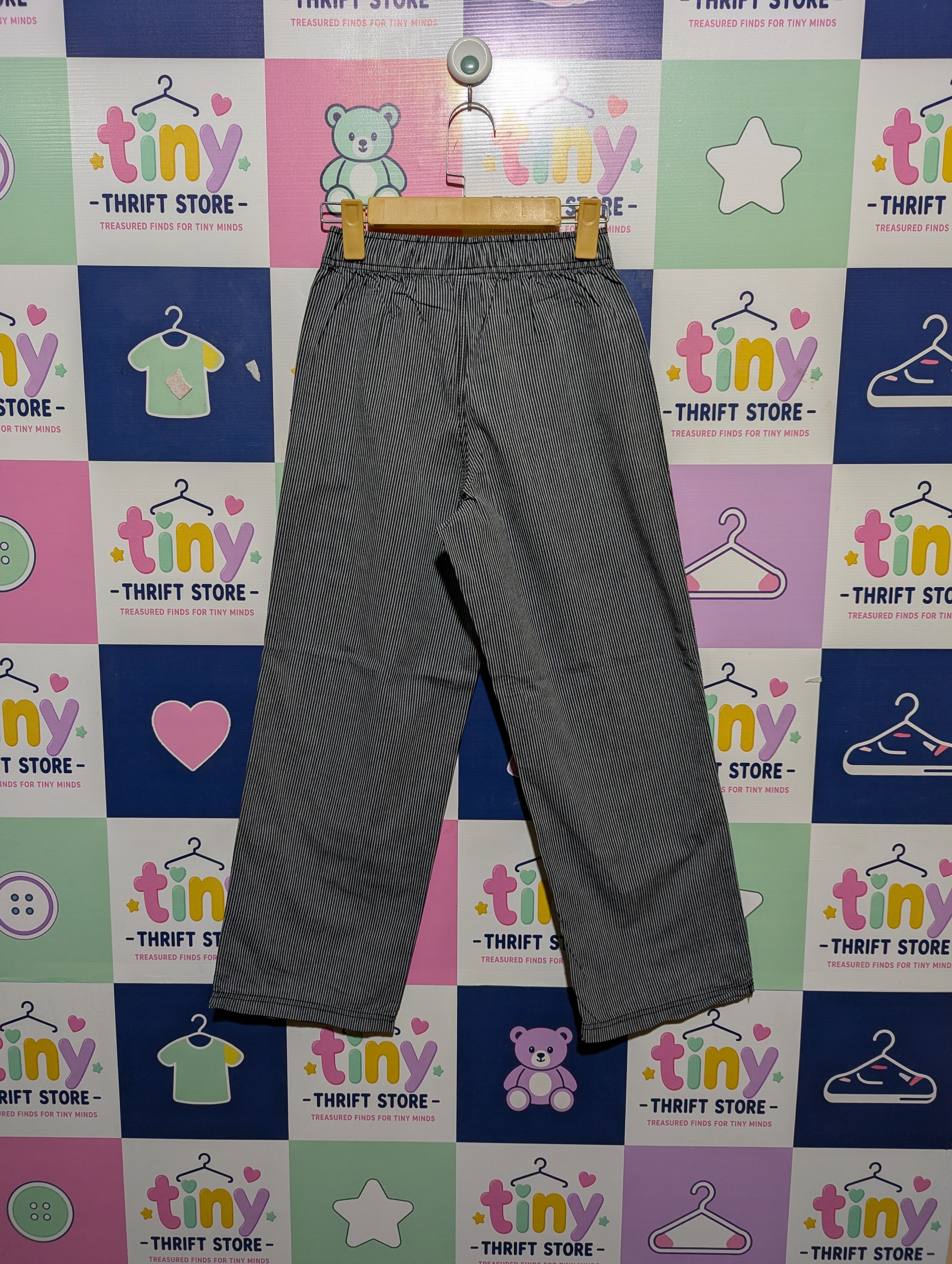 H&M Boys Black & White Striped Casual Trousers - Size 146/152 (Estimated Age 10-12 Years) AB2