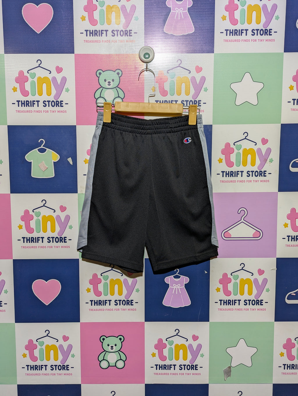 Champion Boys Black & Grey Sporty Athletic Shorts - Size Estimated Age 11-12 Years AB2