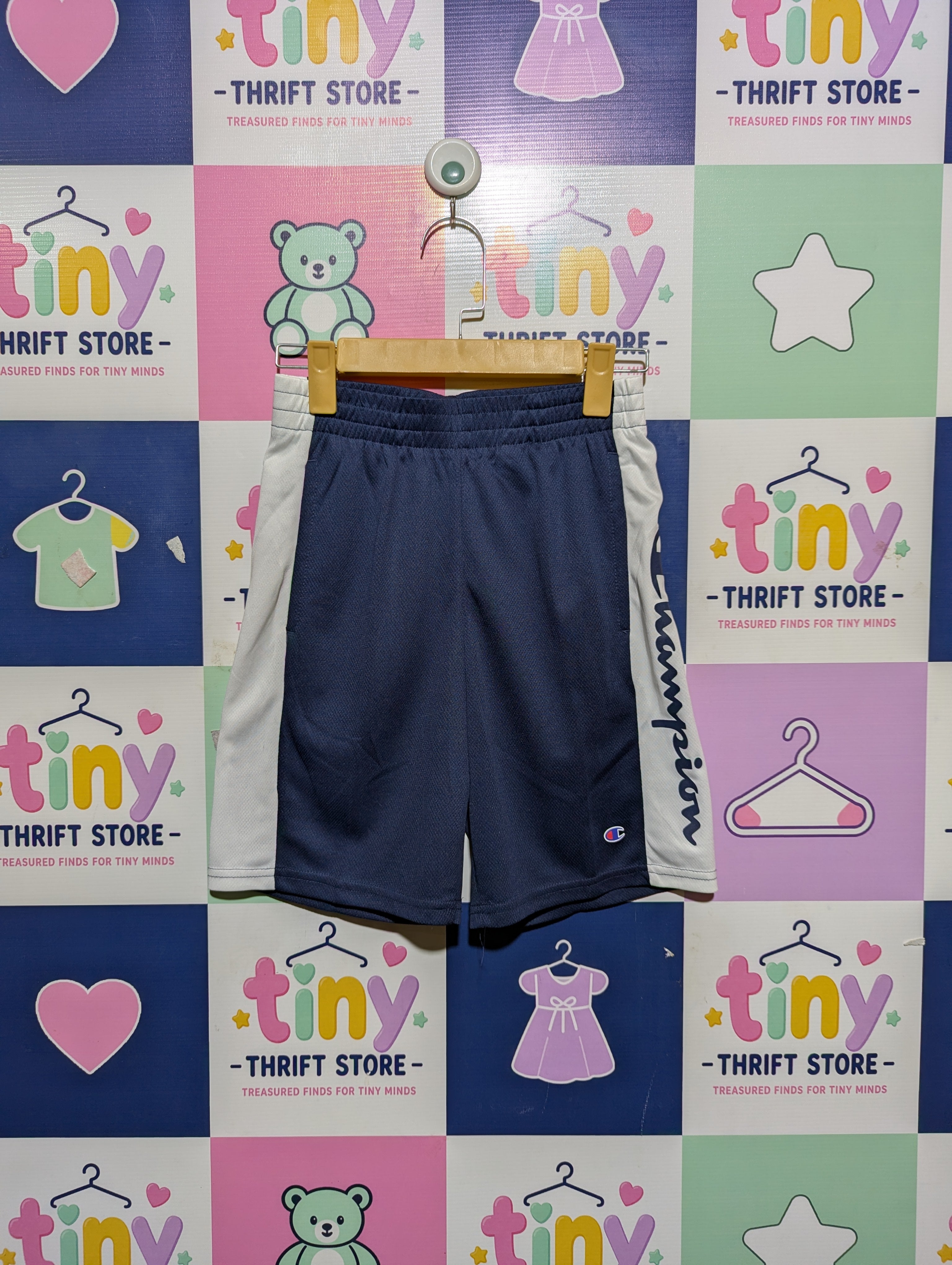 Champion Boys Navy Blue & White Sporty Athletic Shorts - Size Estimated Age 10-12 Years AB2