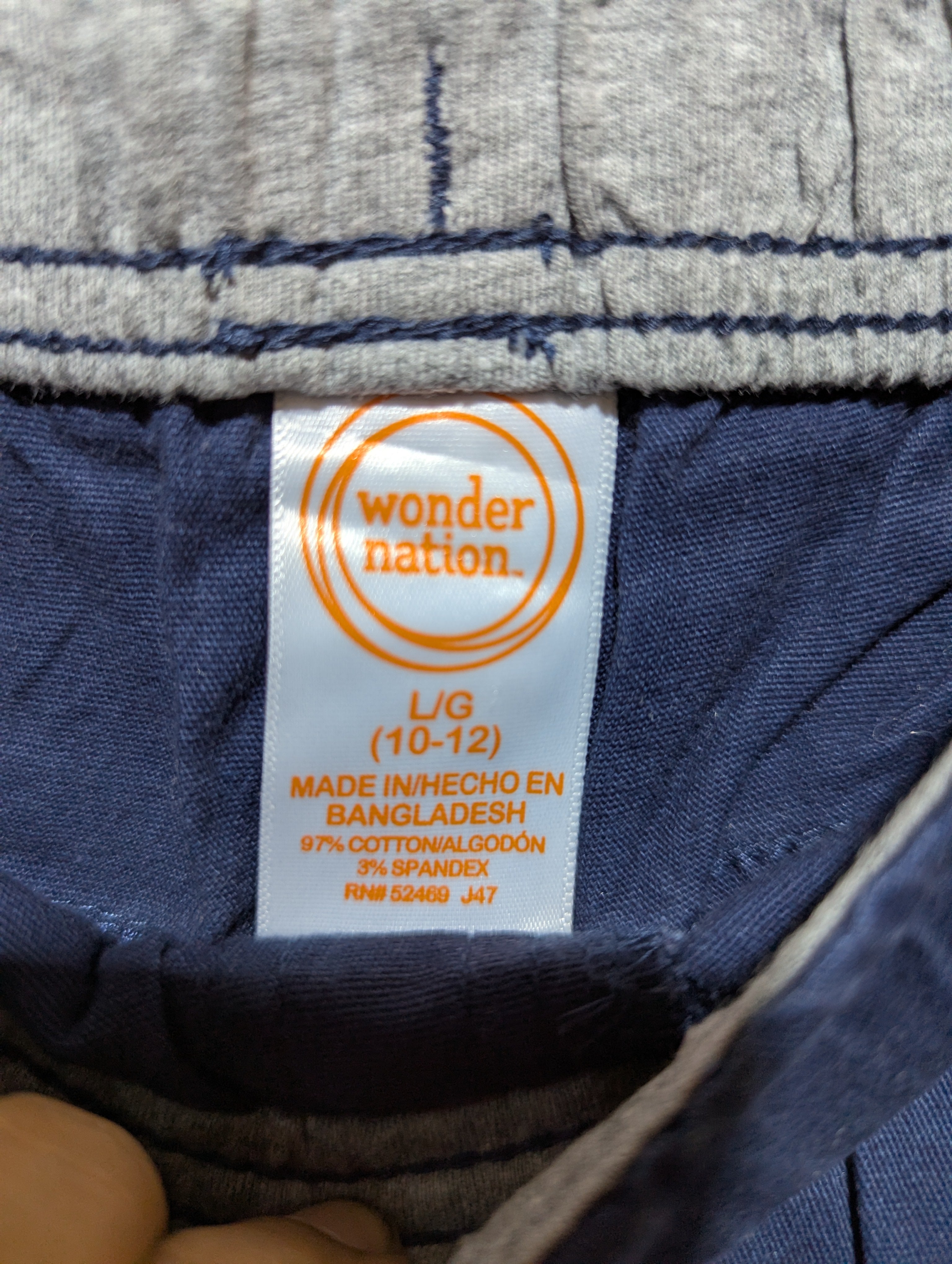Wonder Nation Boys Navy Blue "Everyday" Pull-On Pants - Size Estimated Age 10-12 Years AB2