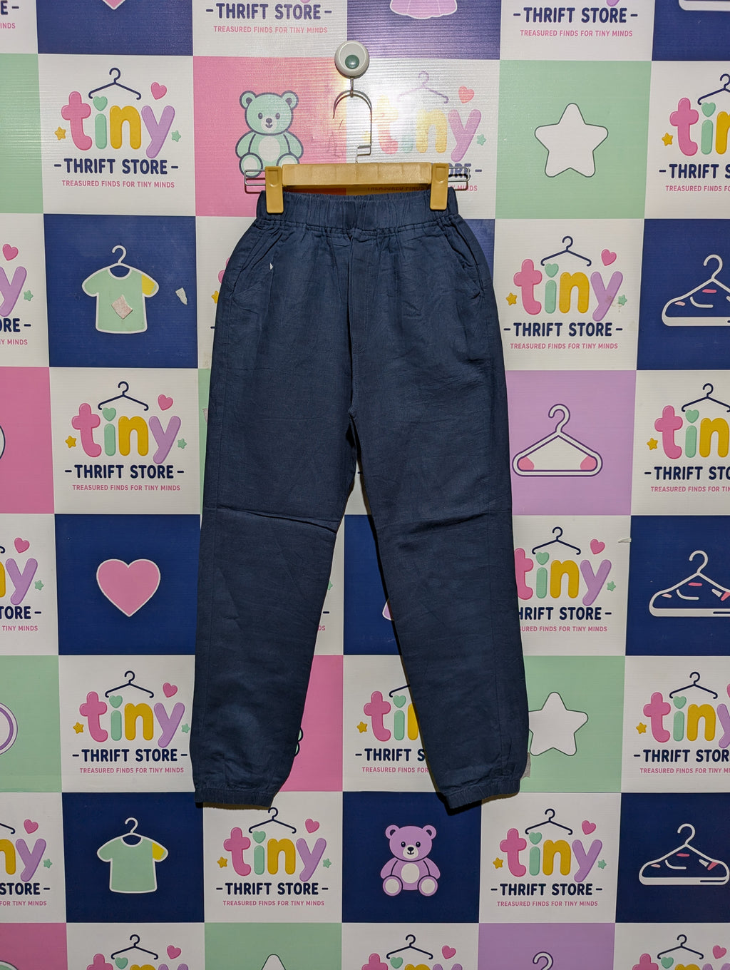 Cunyi Kids Unisex Casual Blue Linen-Blend Joggers - Size Estimated Age 11-12 Years AB2
