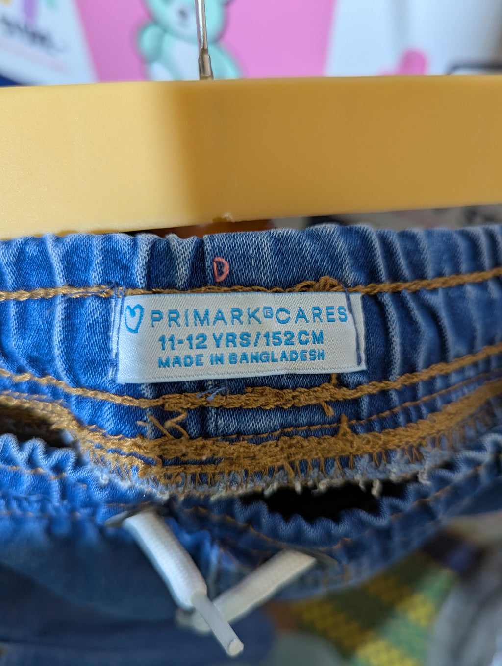 Primark Cares Boys Blue Denim Drawstring Shorts - Size Estimated Age 11-12 Years AB2
