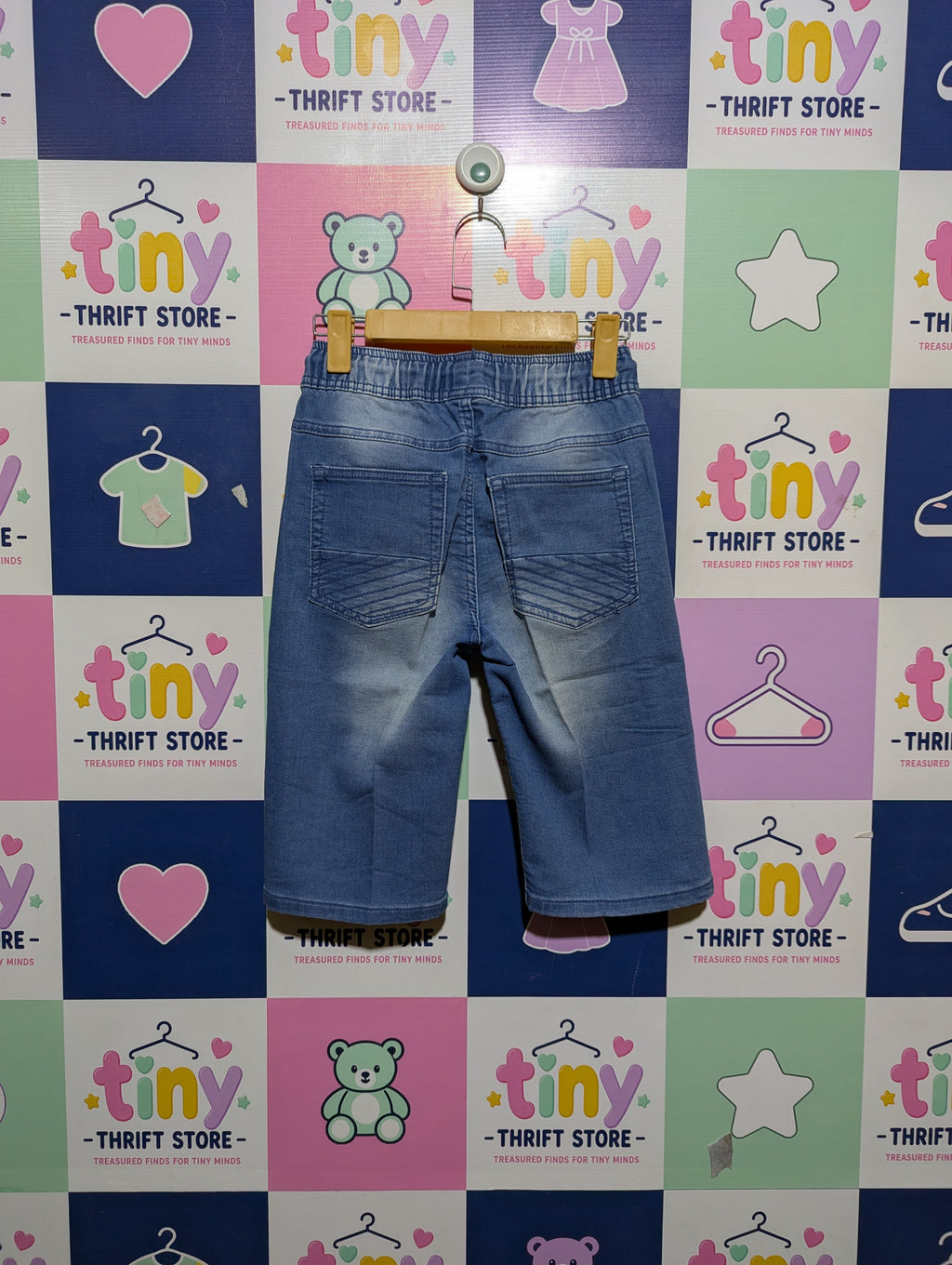 Yigga Boys Classic Blue Denim Drawstring Shorts - Size Estimated Age 10-12 Years AB2