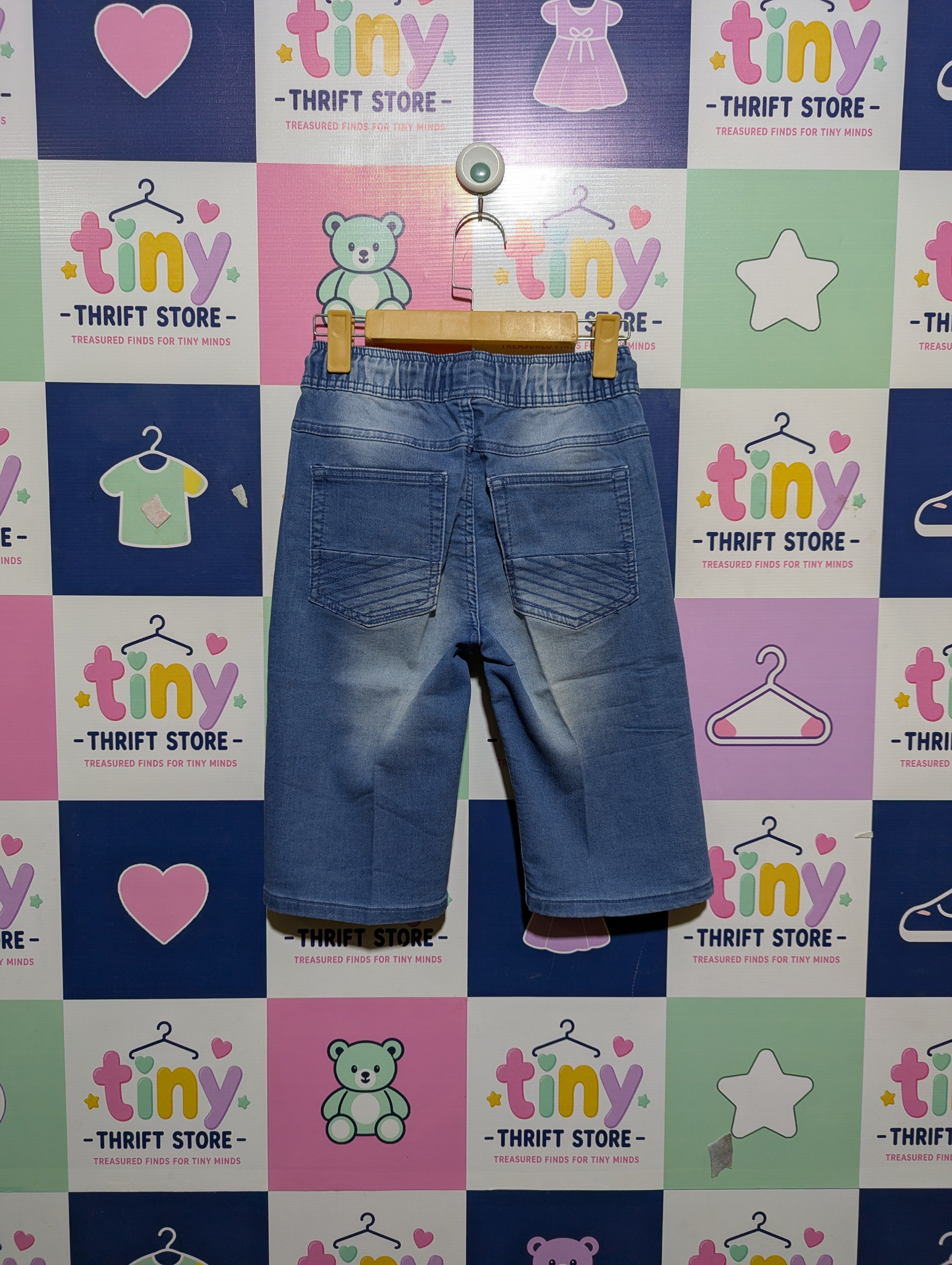 Yigga Boys Classic Blue Denim Drawstring Shorts - Size Estimated Age 10-12 Years AB2