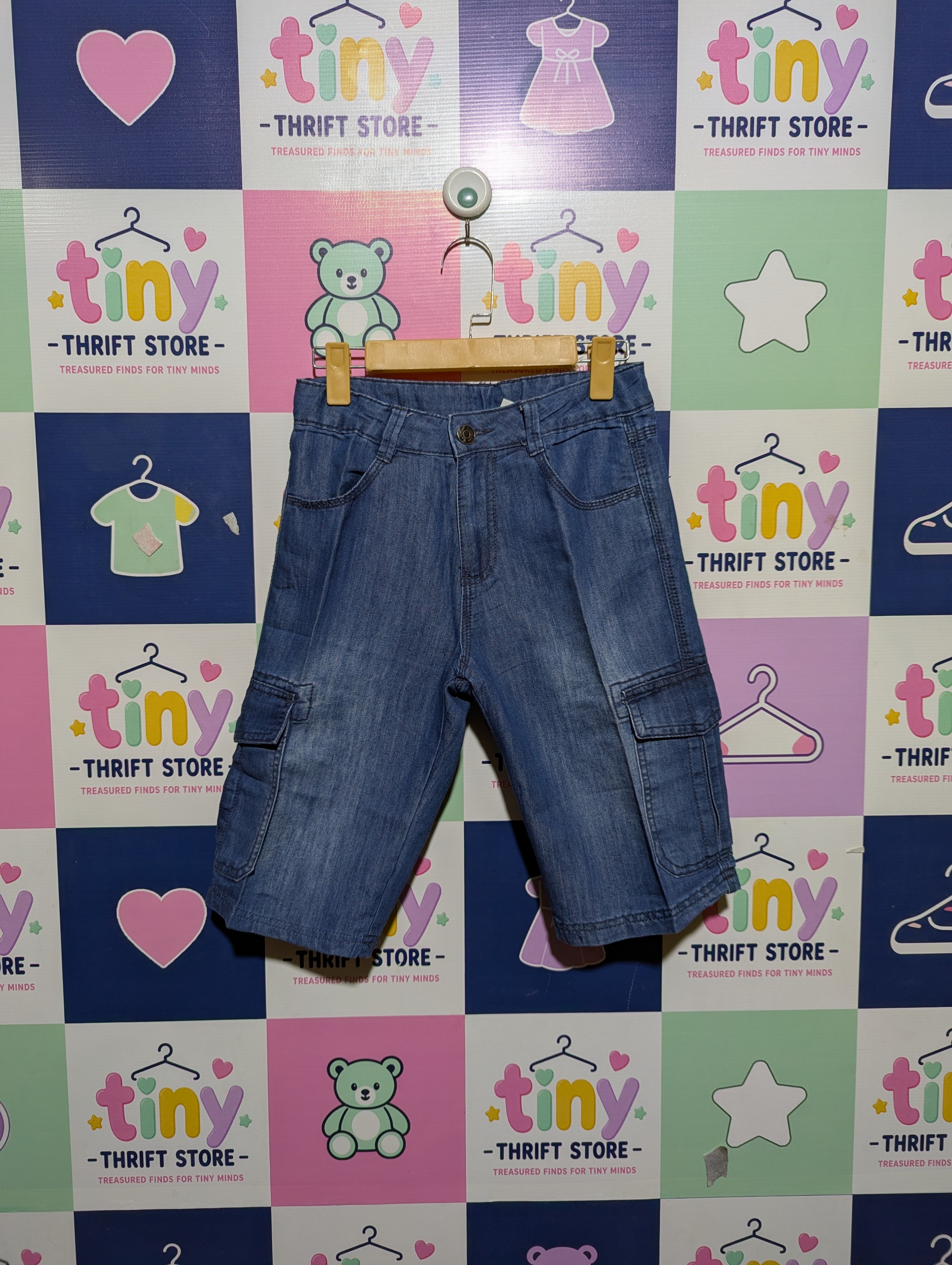 Yigga Boys Blue Denim Cargo Shorts - Size 152 (Estimated Age 12 Years) AB2