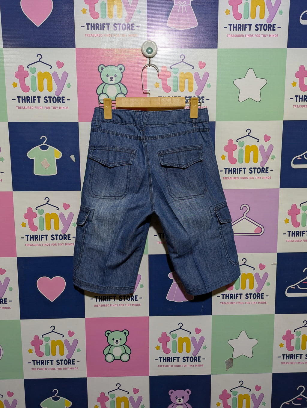 Yigga Boys Blue Denim Cargo Shorts - Size 152 (Estimated Age 12 Years) AB2