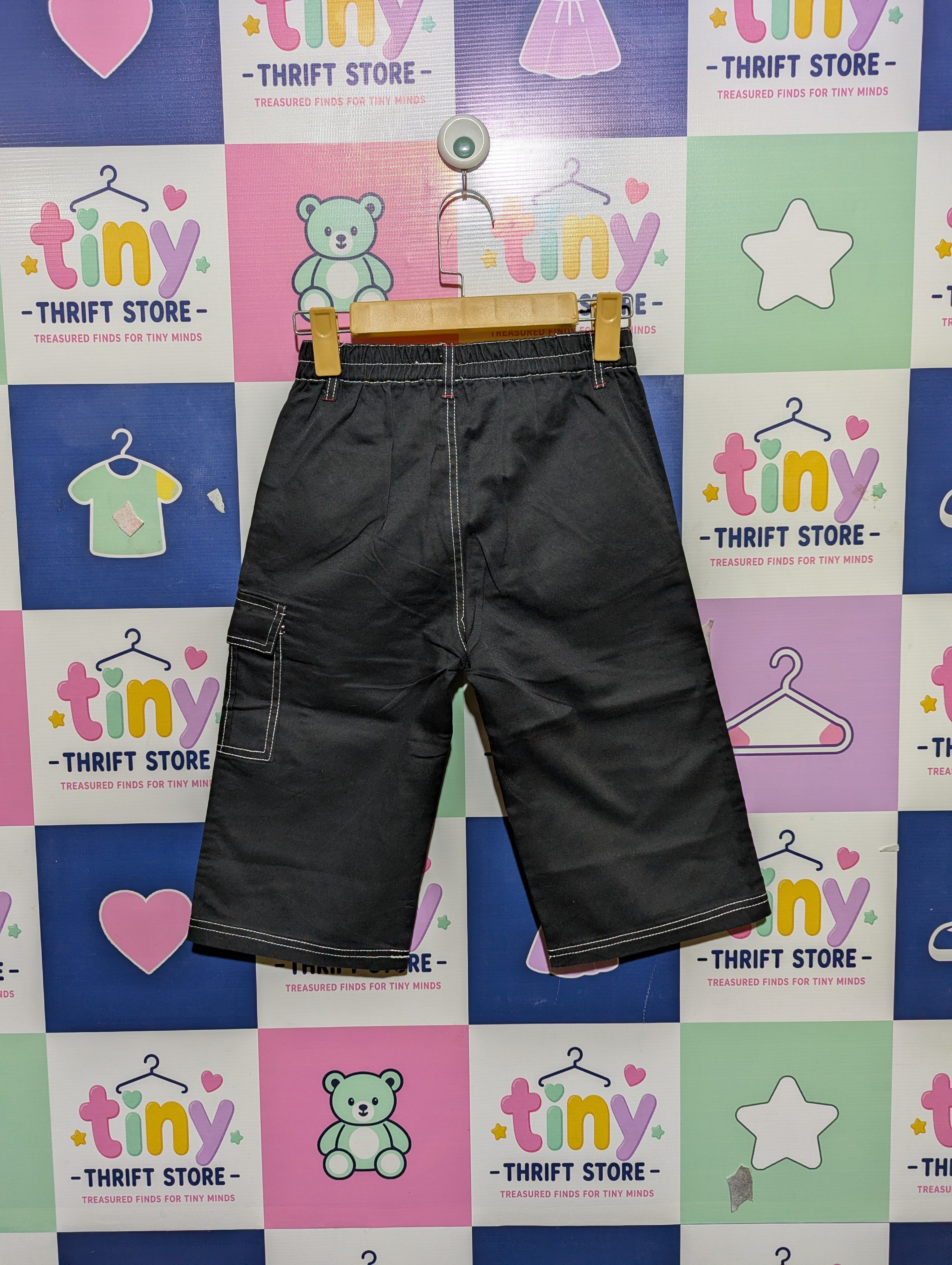 Boys Black Contrast Stitch Cargo Shorts - Size 150 (Estimated Age 11-12 Years) AB2