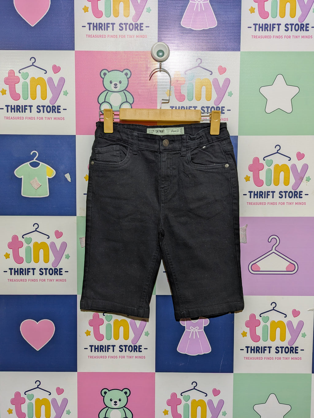 Denim Co. Boys Black Skinny Shorts - Size 152 (Estimated Age 11-12 Years) AB2