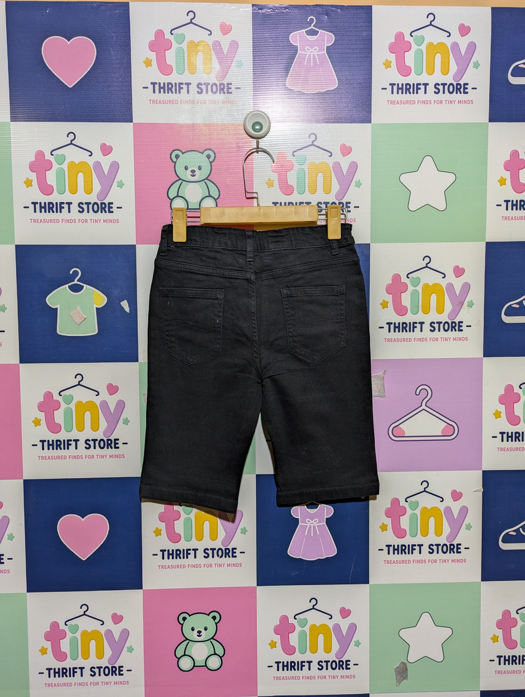 Denim Co. Boys Black Skinny Shorts - Size 152 (Estimated Age 11-12 Years) AB2