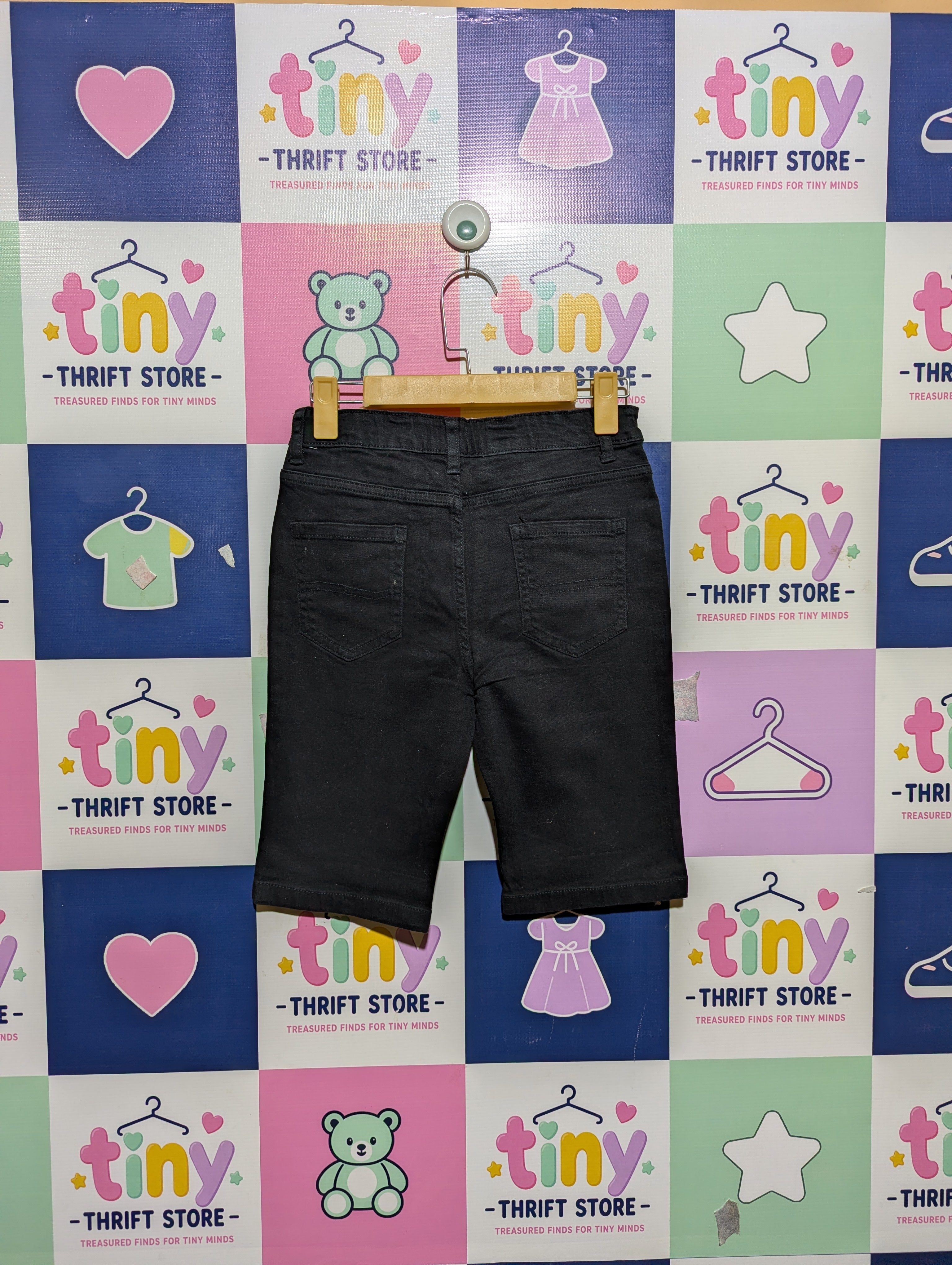 Denim Co. Boys Black Skinny Shorts - Size 152 (Estimated Age 11-12 Years) AB2