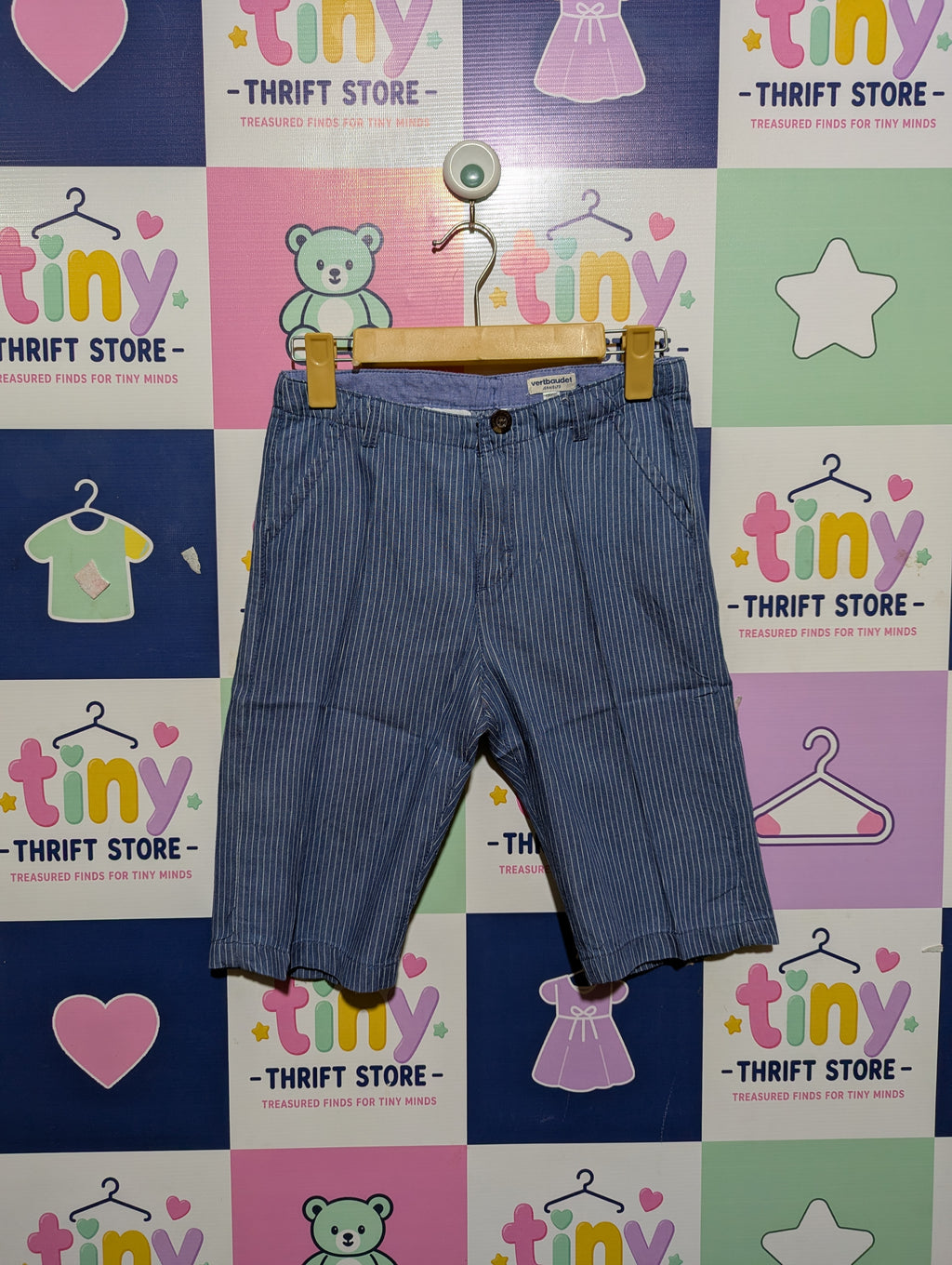Vertbaudet Boys Blue Pinstripe Casual Shorts - Size 150 (Estimated Age 12 Years) AB2