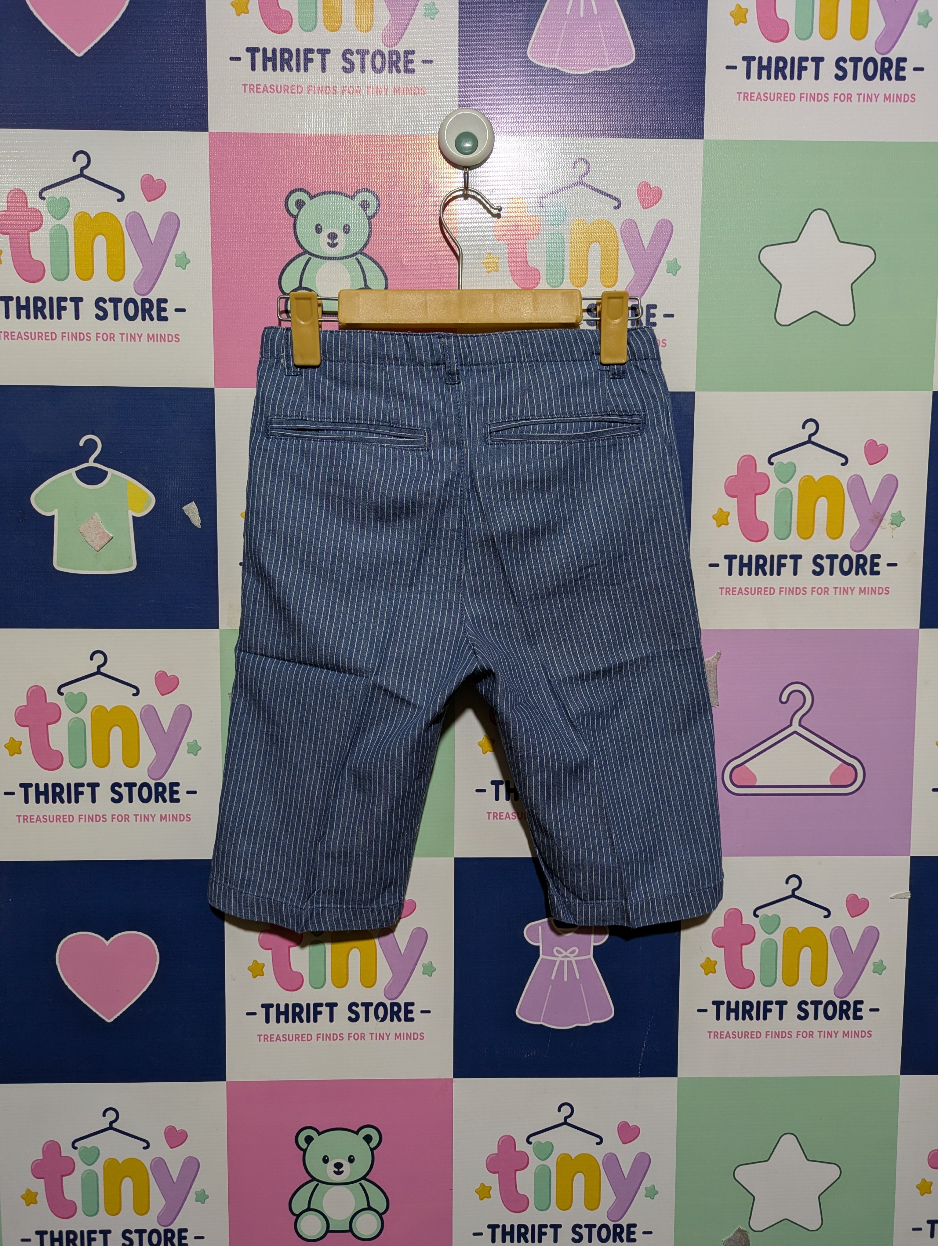 Vertbaudet Boys Blue Pinstripe Casual Shorts - Size 150 (Estimated Age 12 Years) AB2