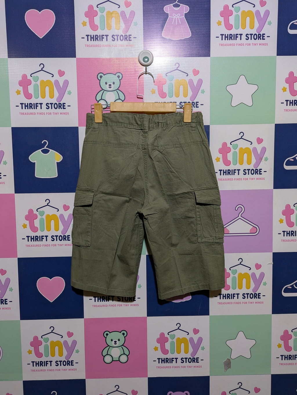 United Colors of Benetton Boys Olive Green Cargo Shorts - Size 160 (Estimated Age 11-12 Years) AB2