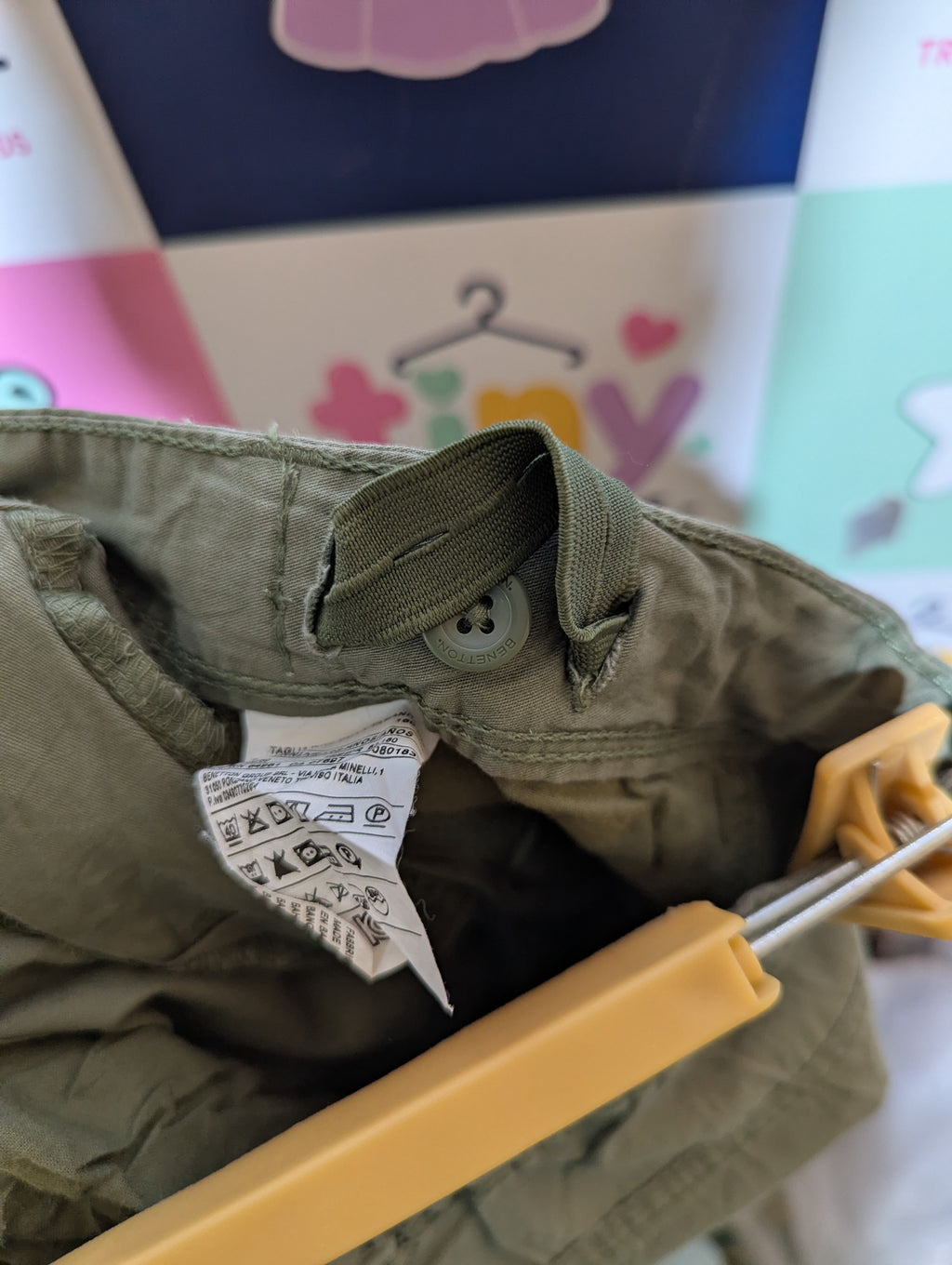 United Colors of Benetton Boys Olive Green Cargo Shorts - Size 160 (Estimated Age 11-12 Years) AB2