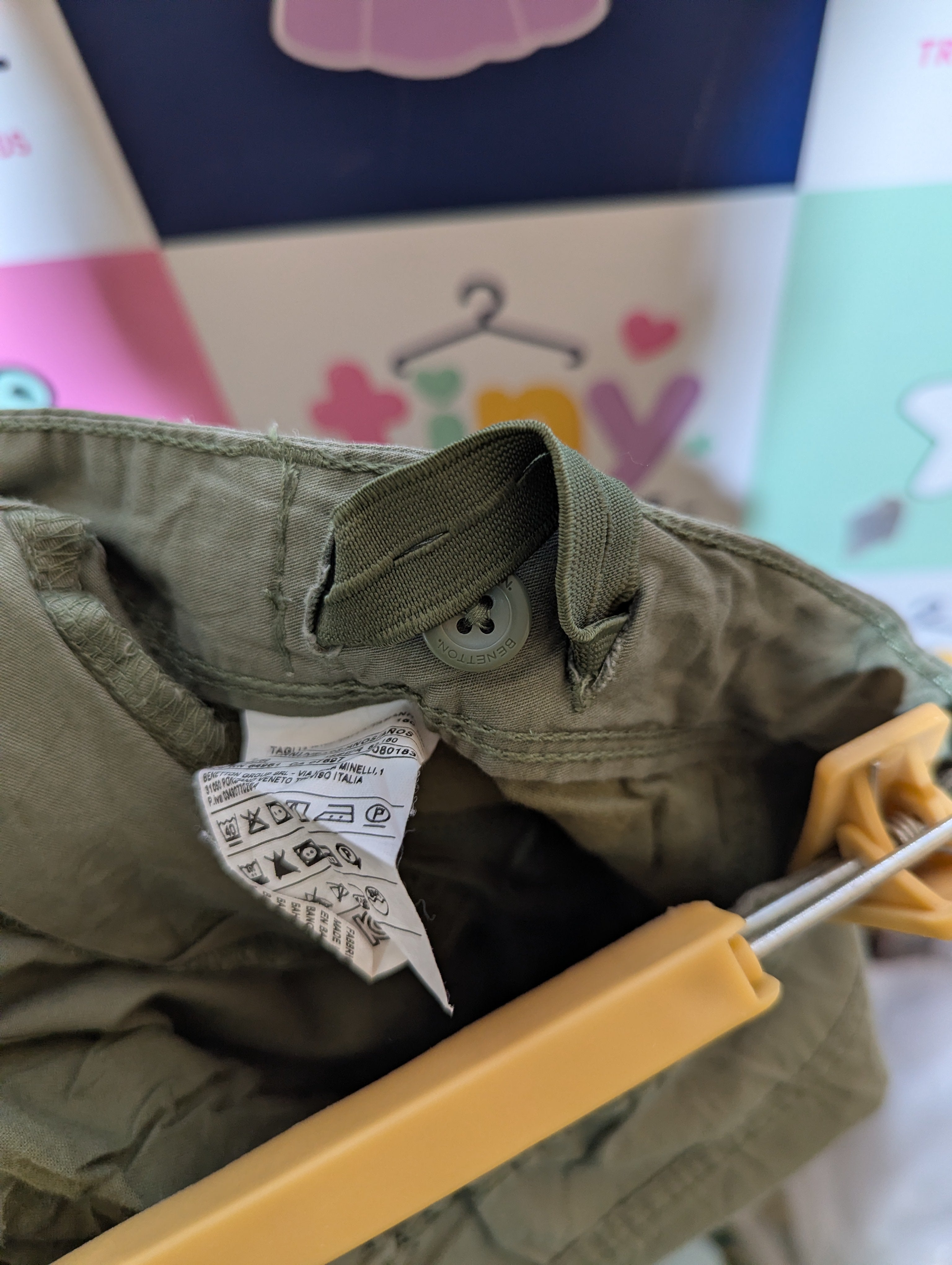 United Colors of Benetton Boys Olive Green Cargo Shorts - Size 160 (Estimated Age 11-12 Years) AB2