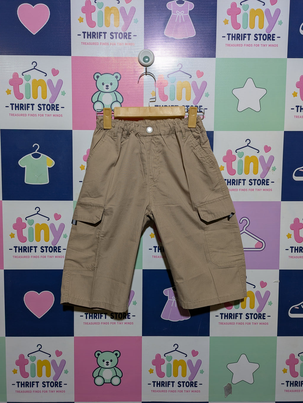 Boys/Girls Beige Cargo Shorts - Size 170 (Estimated Age 14-15 Years) AB2