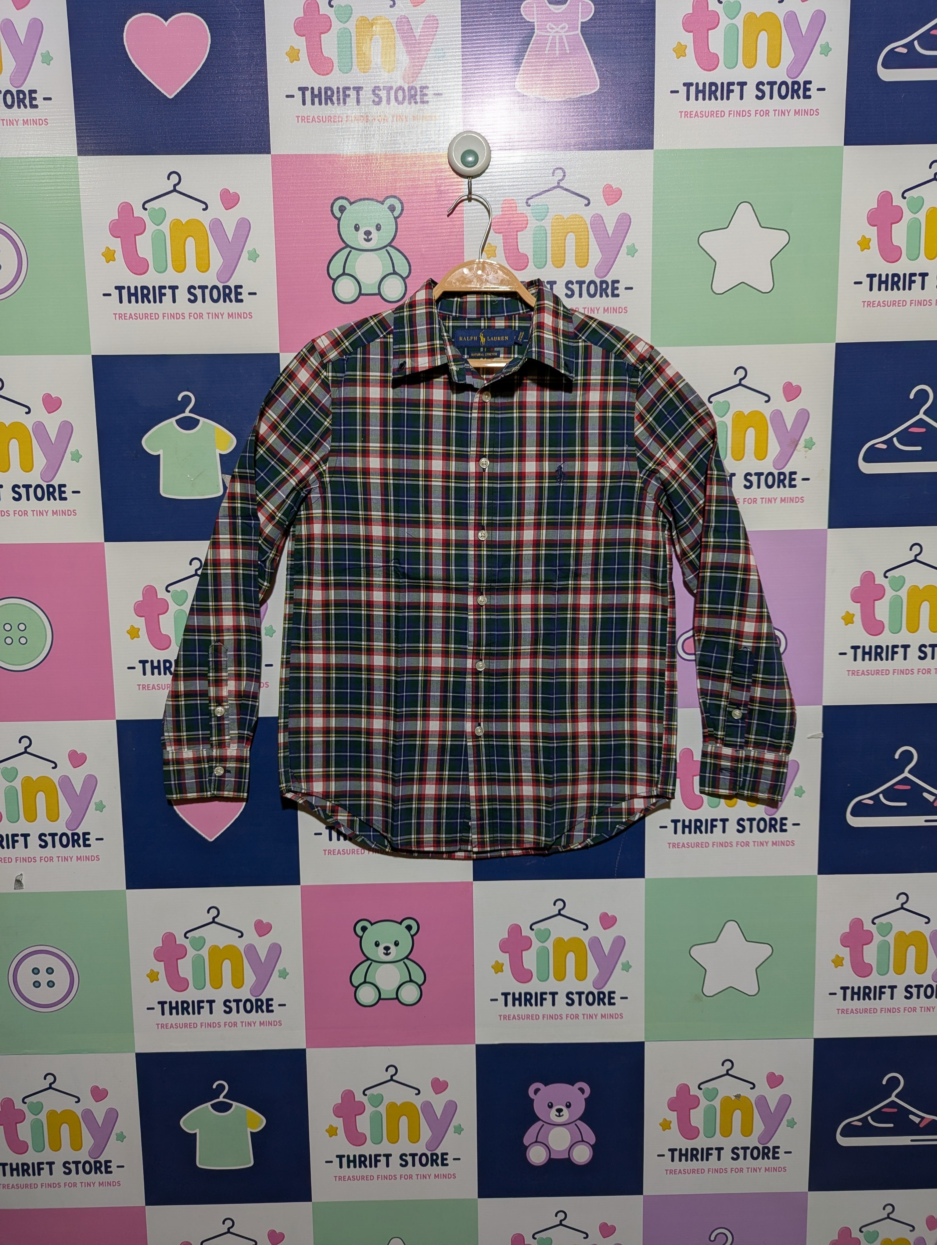 Ralph Lauren Boys Multi-Color Plaid Button-Down Shirt - Size Medium (10-12) Estimated Age 10-12 Years AB2