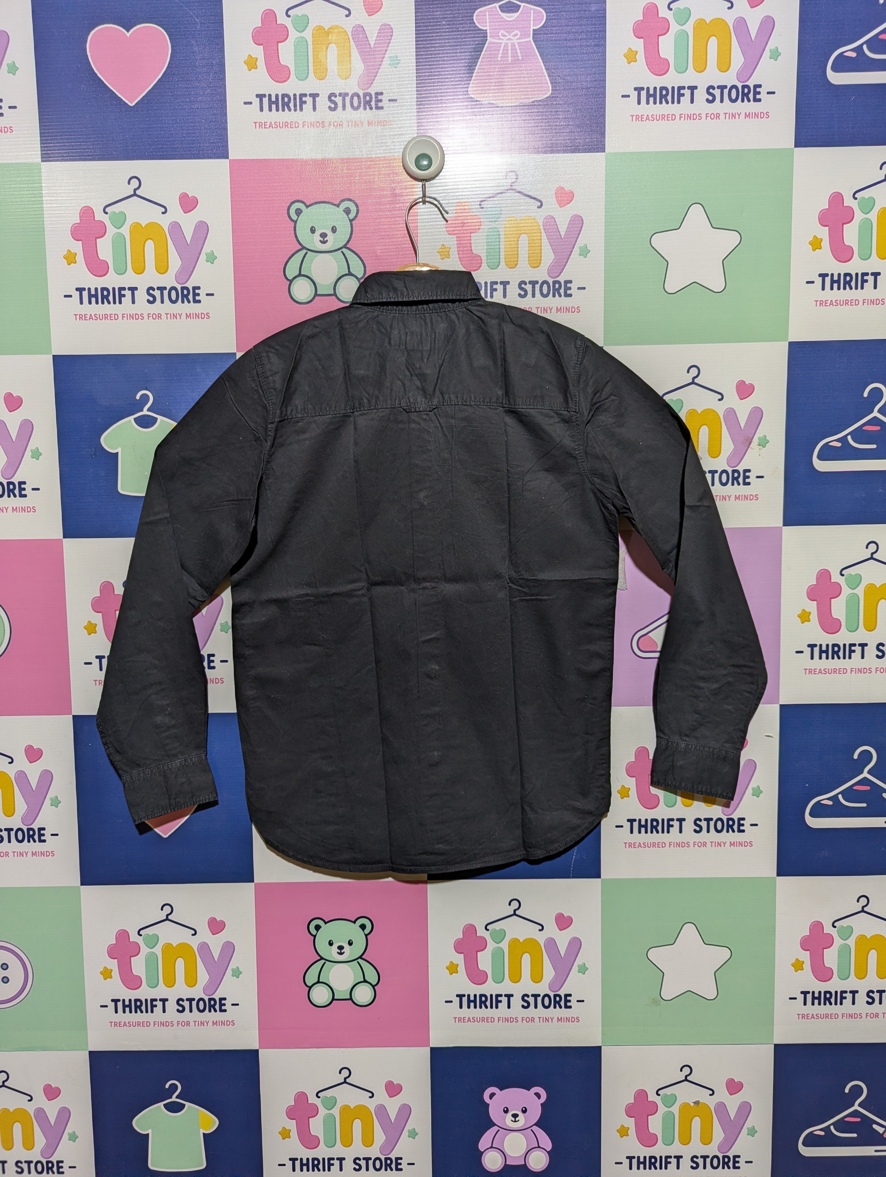 L.O.G.G. Boys Solid Black Long Sleeve Button-Down Shirt - Size 11-12 Years Estimated Age 11-12 Years AB2