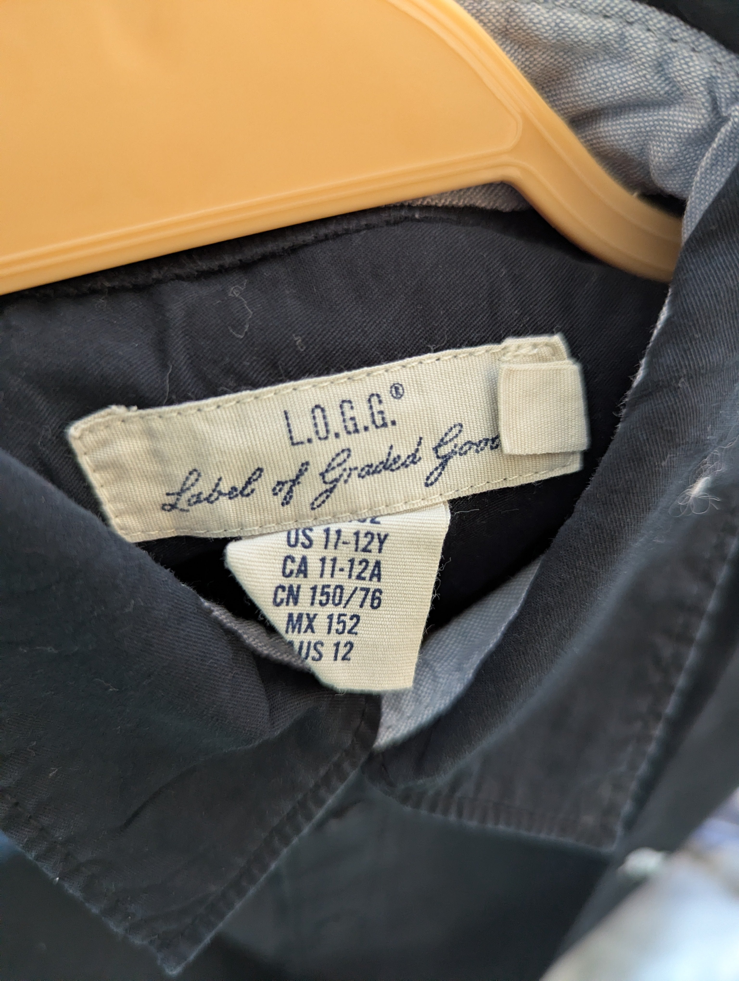 L.O.G.G. Boys Solid Black Long Sleeve Button-Down Shirt - Size 11-12 Years Estimated Age 11-12 Years AB2
