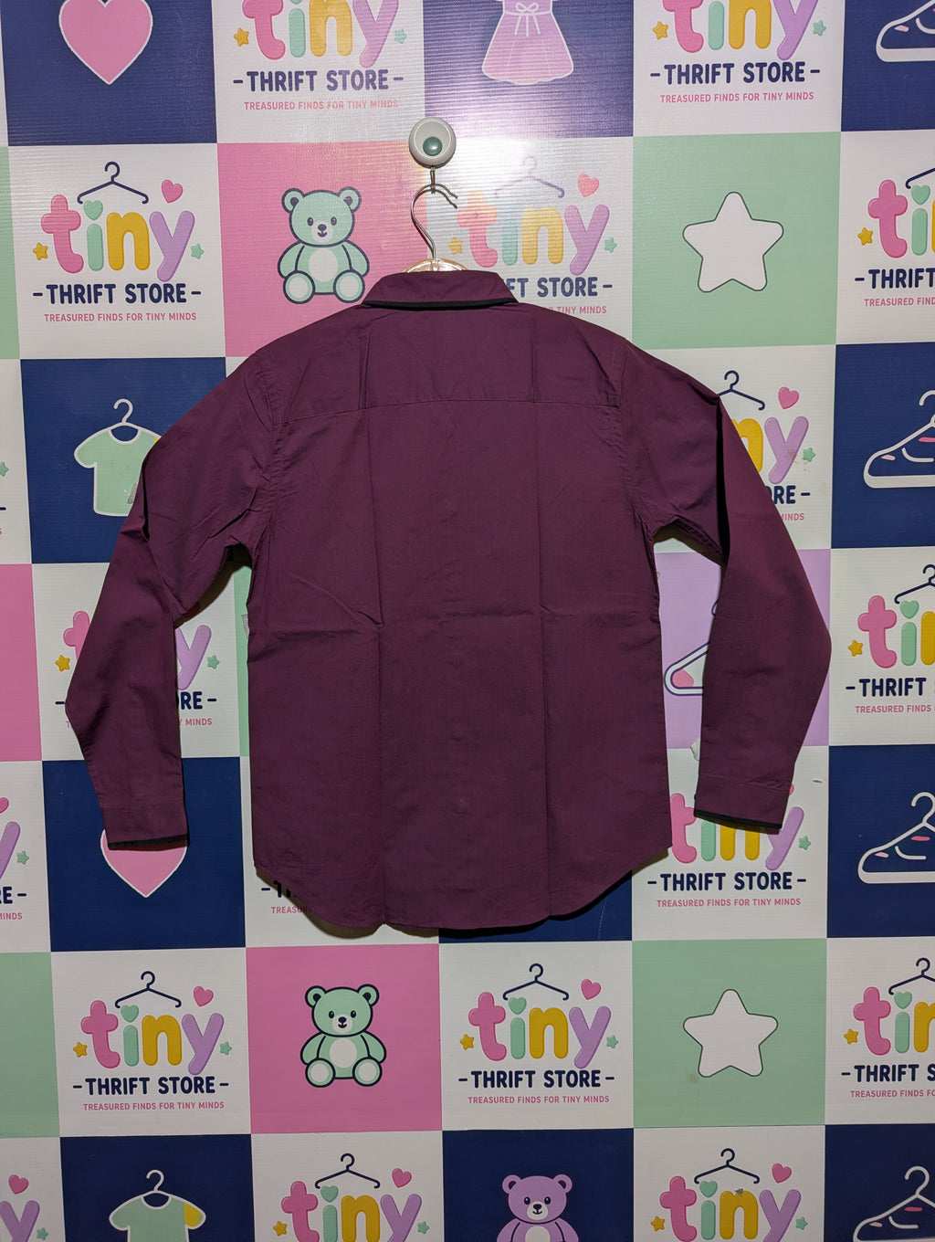 Backyard Boys Solid Purple Long Sleeve Button-Down Shirt - Size 11-12 Years Estimated Age 11-12 Years AB2