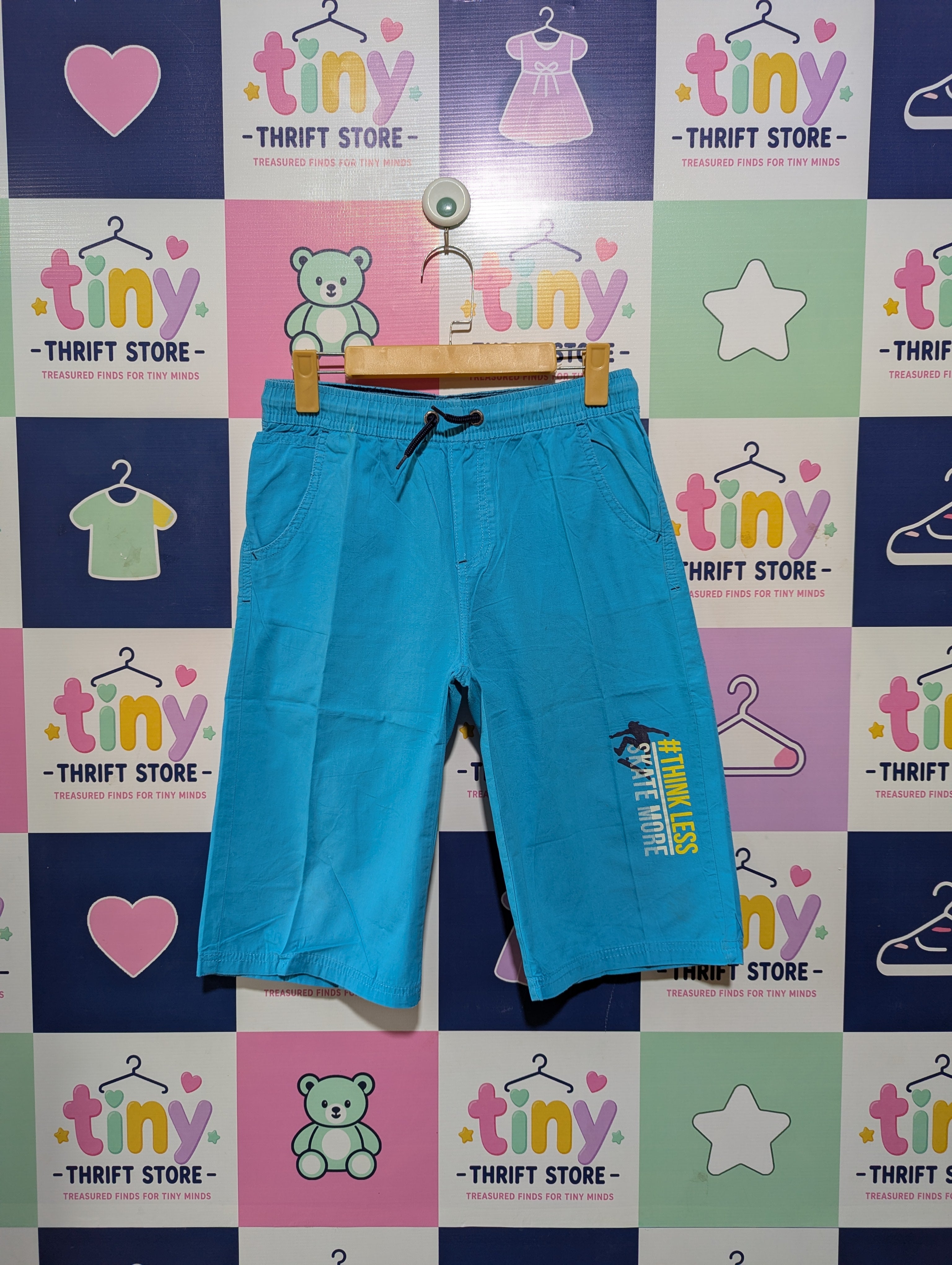 Y.F.K. Boys Bright Blue "Skate More" Active Shorts - Size 158-164 cm Estimated Age 12-14 Years AB2