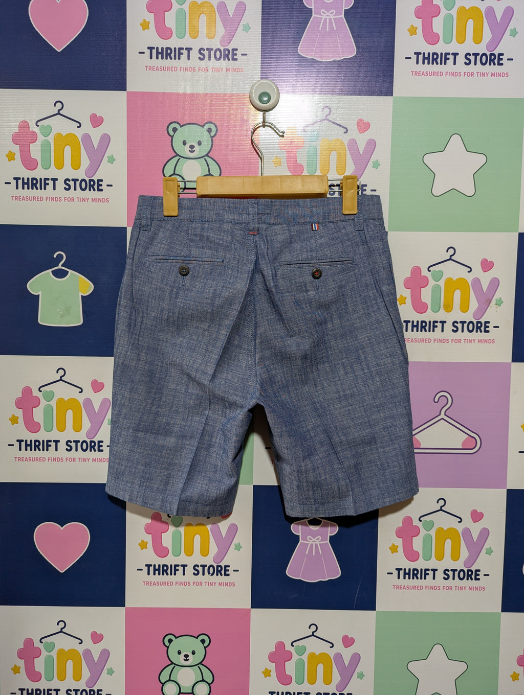 Boden Boys Blue Chambray Chino Shorts - Size 14Y Estimated Age 13-14 Years AB2