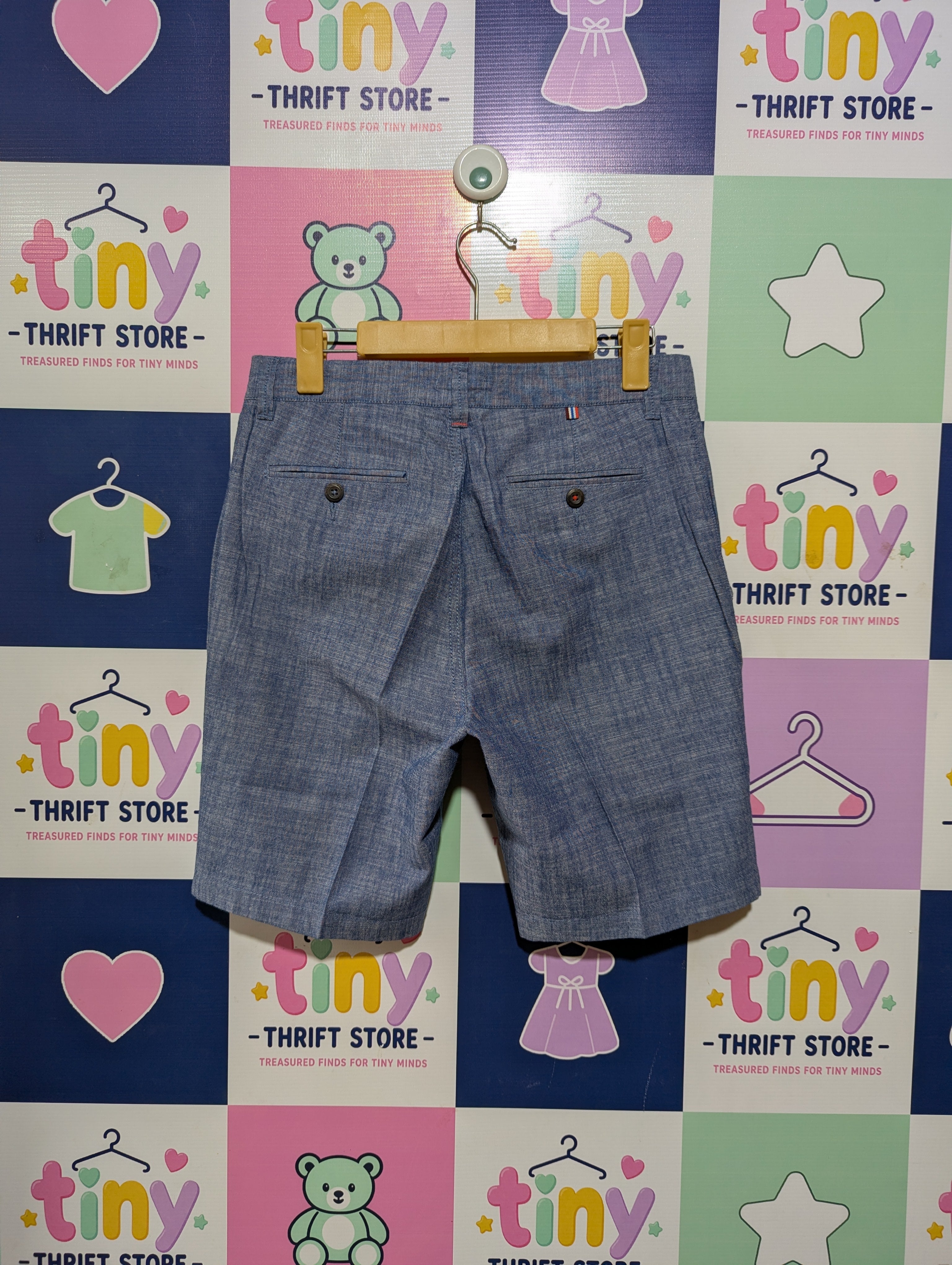 Boden Boys Blue Chambray Chino Shorts - Size 14Y Estimated Age 13-14 Years AB2