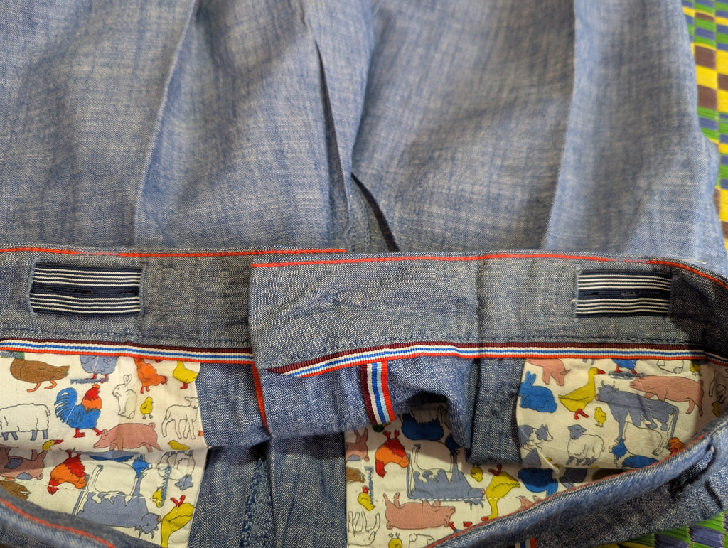 Boden Boys Blue Chambray Chino Shorts - Size 14Y Estimated Age 13-14 Years AB2