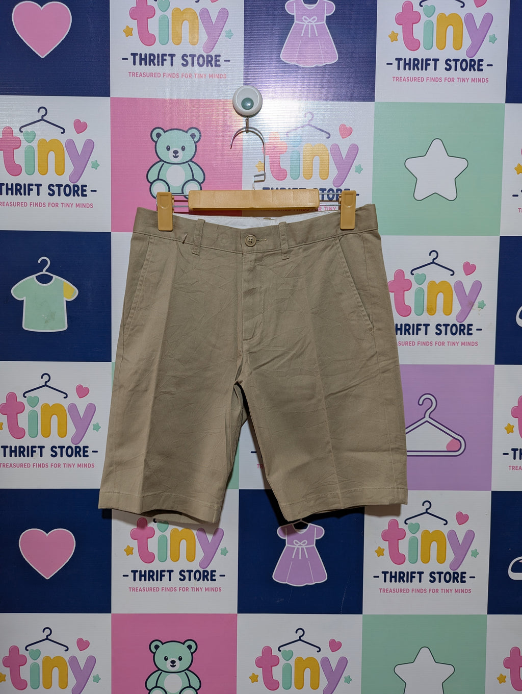 Crewcuts Boys Khaki "Everyday Stretch" Chino Shorts - Size 14 Estimated Age 13-14 Years AB2