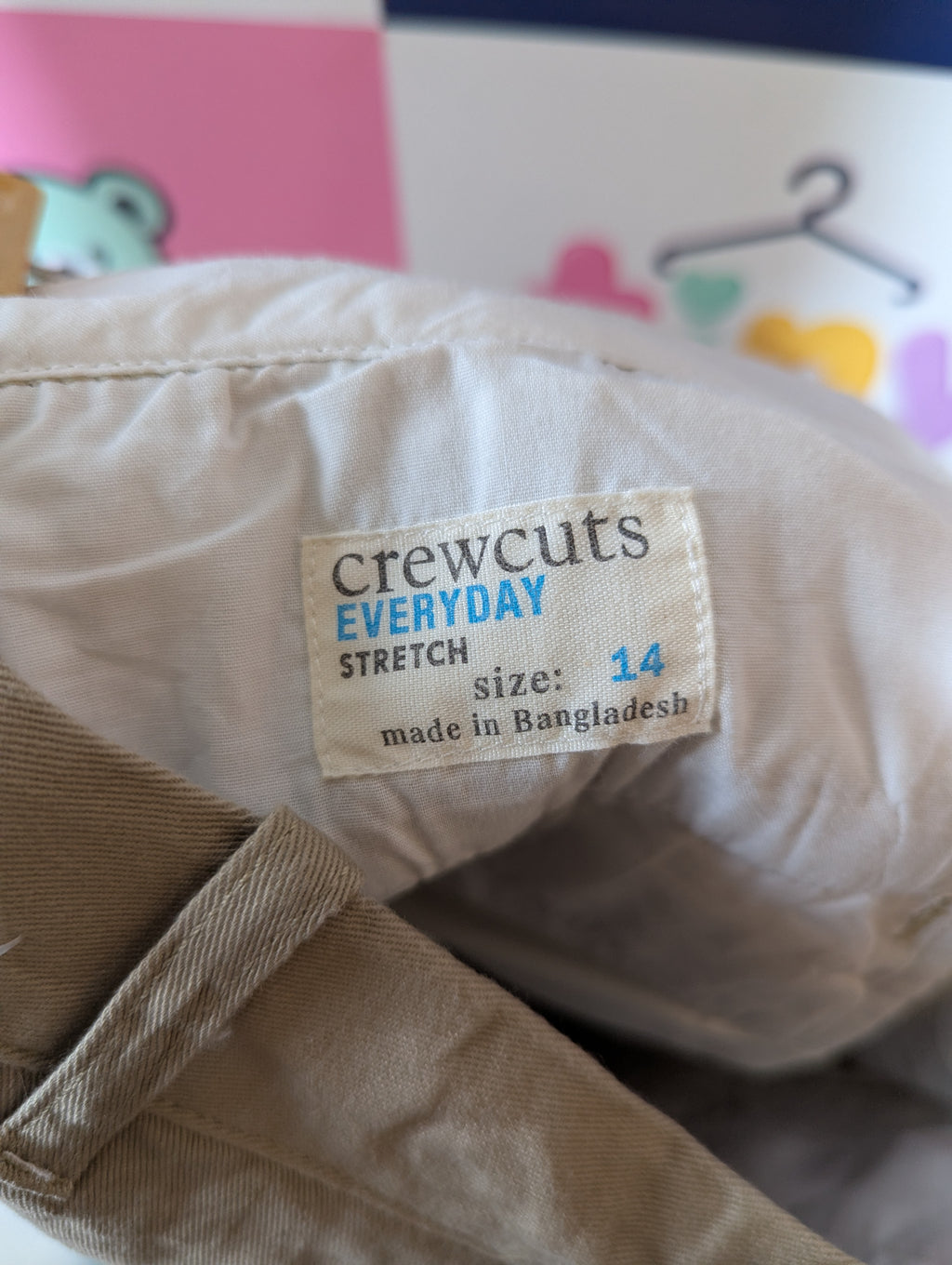 Crewcuts Boys Khaki "Everyday Stretch" Chino Shorts - Size 14 Estimated Age 13-14 Years AB2