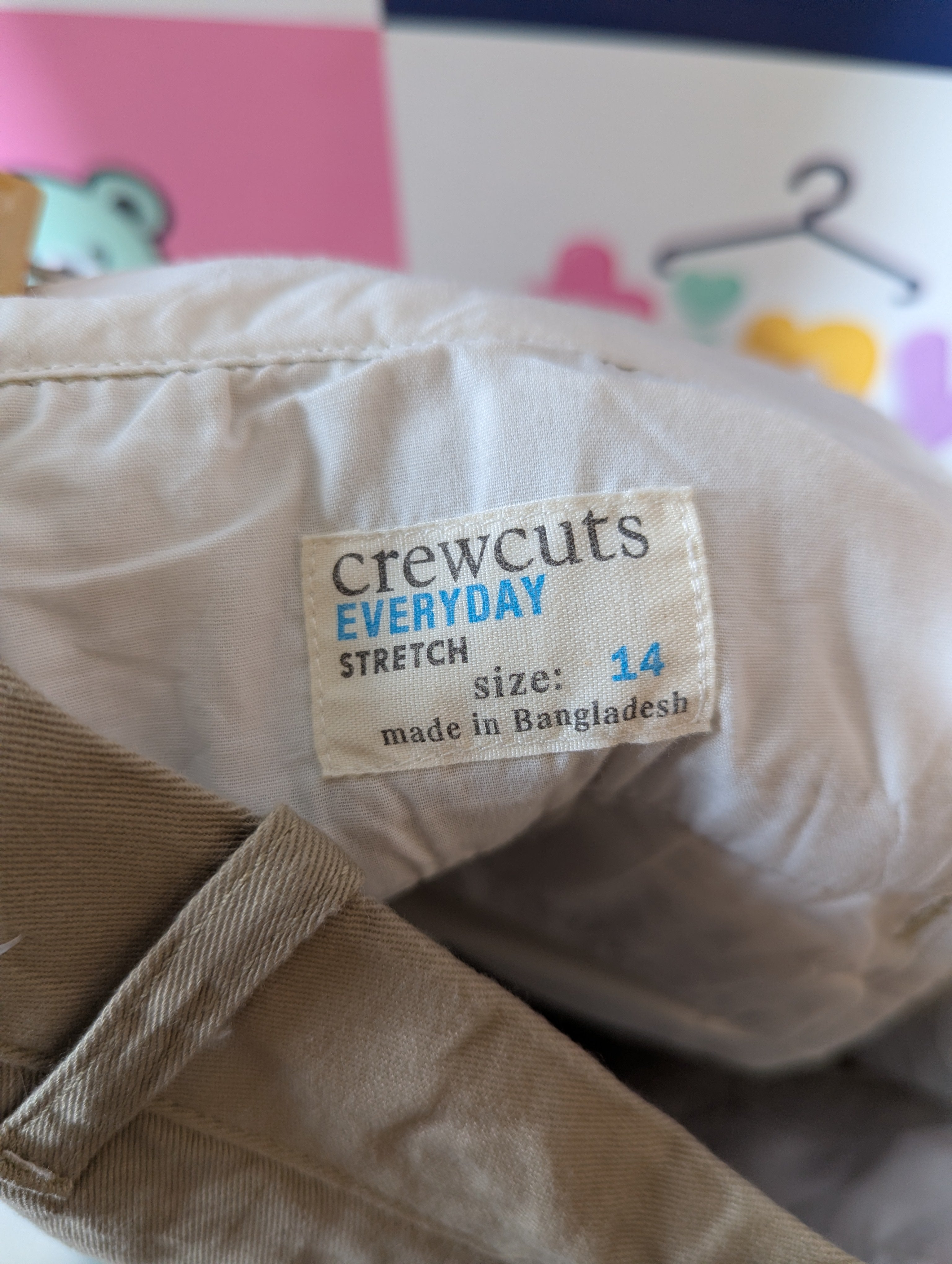 Crewcuts Boys Khaki "Everyday Stretch" Chino Shorts - Size 14 Estimated Age 13-14 Years AB2