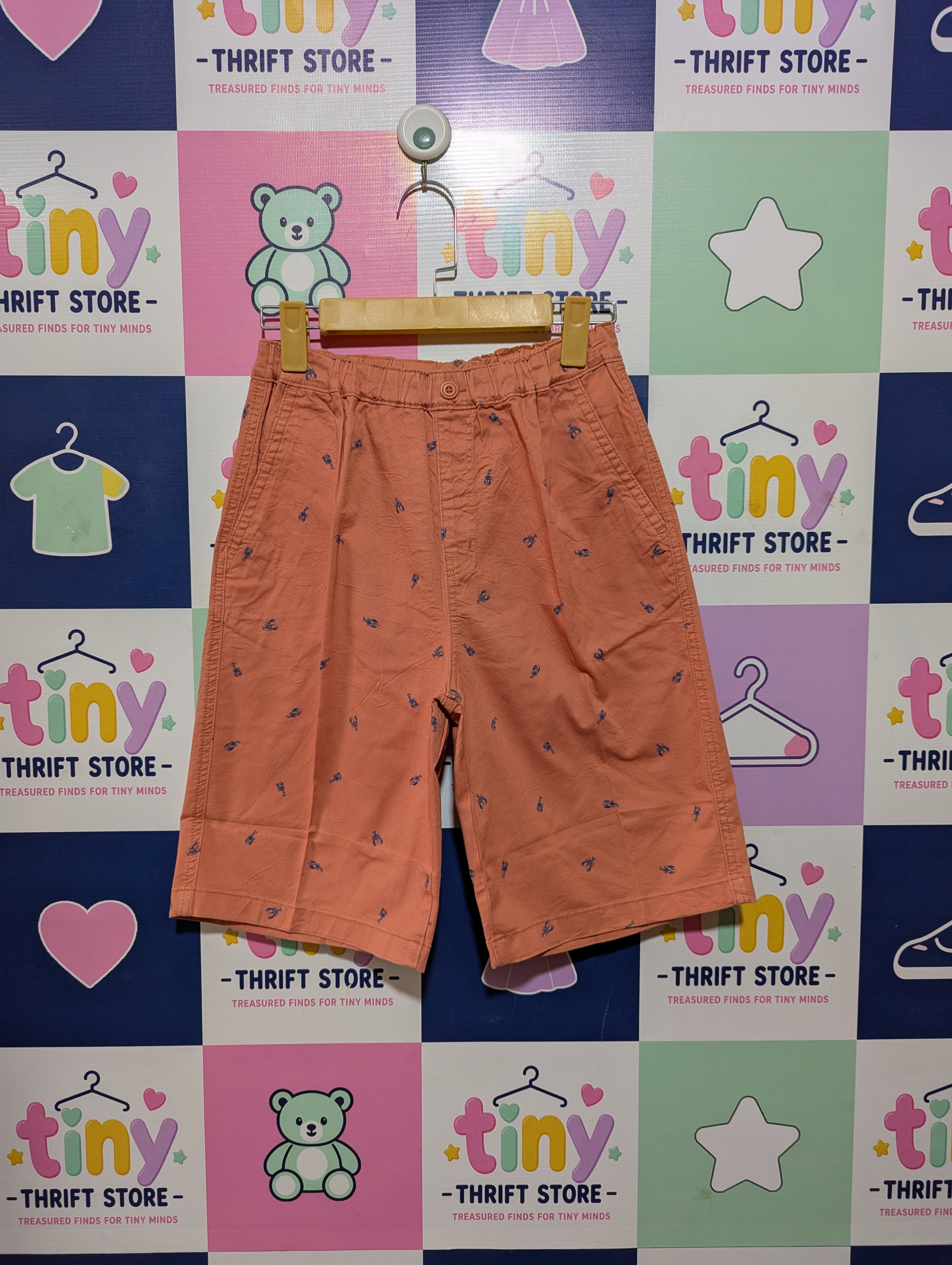 Uniqlo Boys Coral "Marine Lobster" Print Active Shorts - Size 160 cm Estimated Age 12-13 Years AB2
