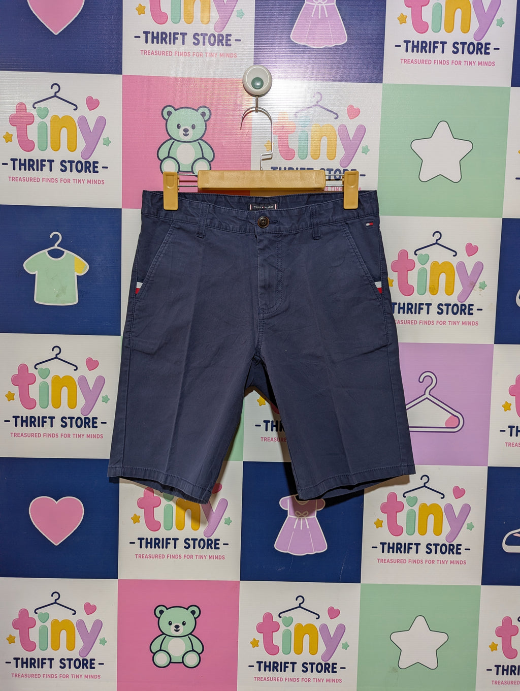Tommy Hilfiger Boys Navy Blue Chino Shorts - Size 164 cm Estimated Age 14 Years AB2