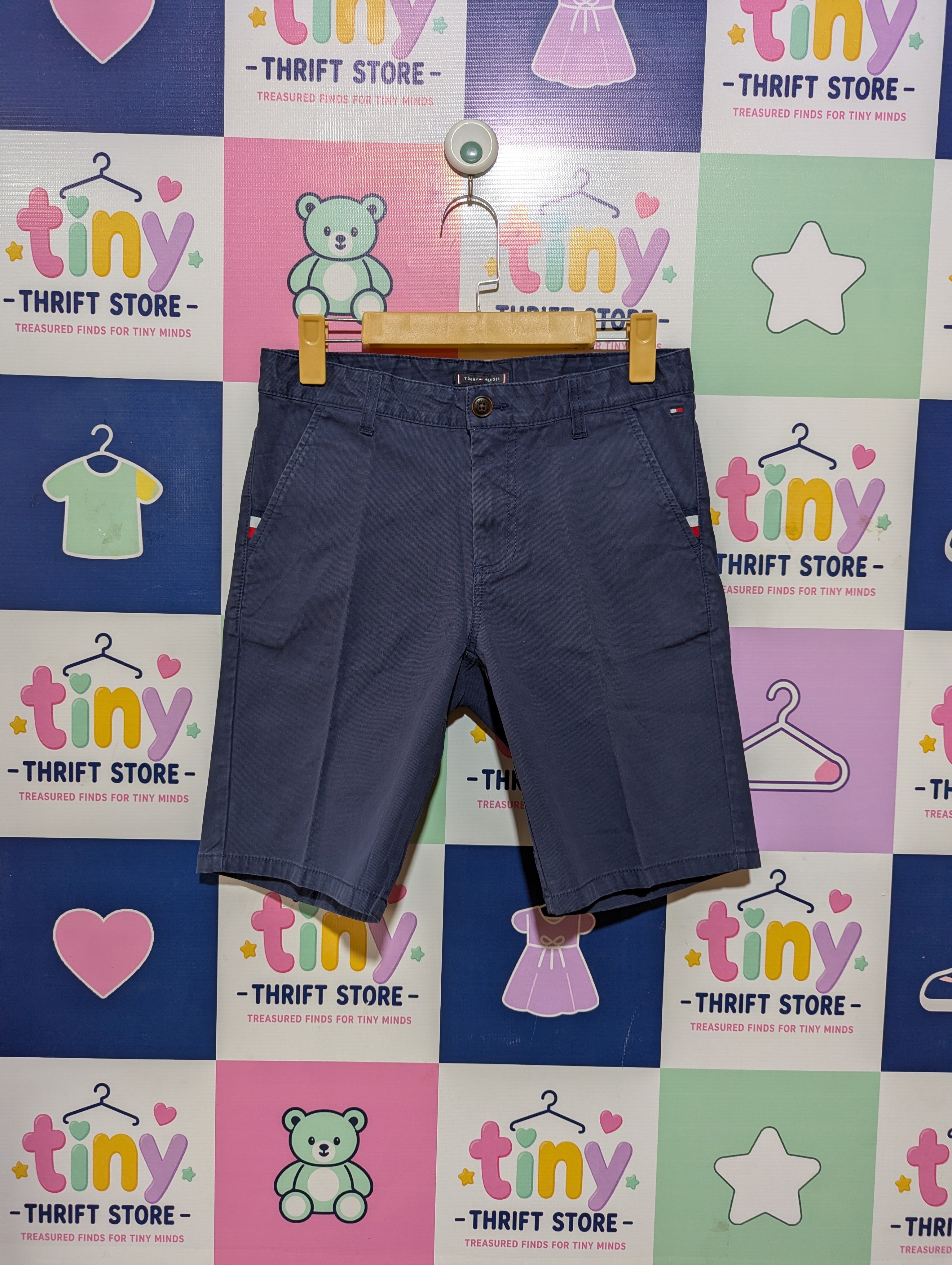 Tommy Hilfiger Boys Navy Blue Chino Shorts - Size 164 cm Estimated Age 14 Years AB2