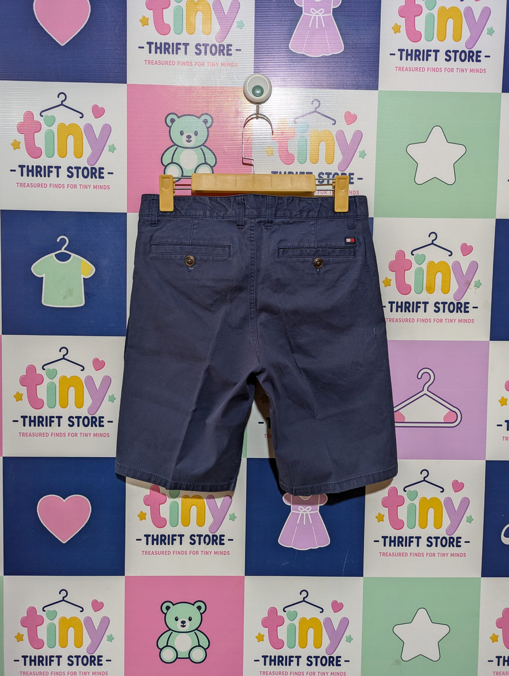 Tommy Hilfiger Boys Navy Blue Chino Shorts - Size 164 cm Estimated Age 14 Years AB2