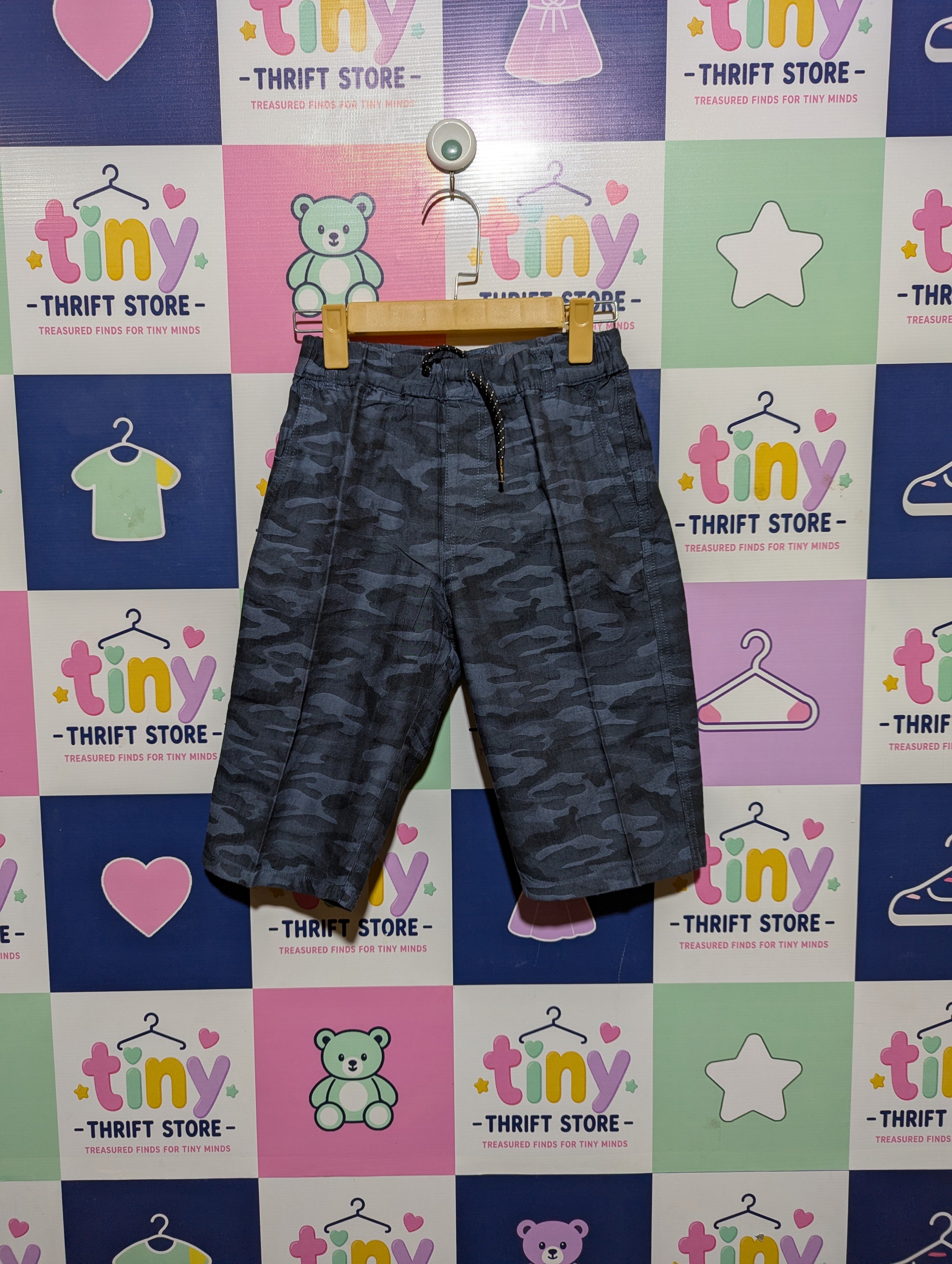 Boys Blue Camouflage Print Casual Shorts - Size 150 cm Estimated Age 12 Years AB2
