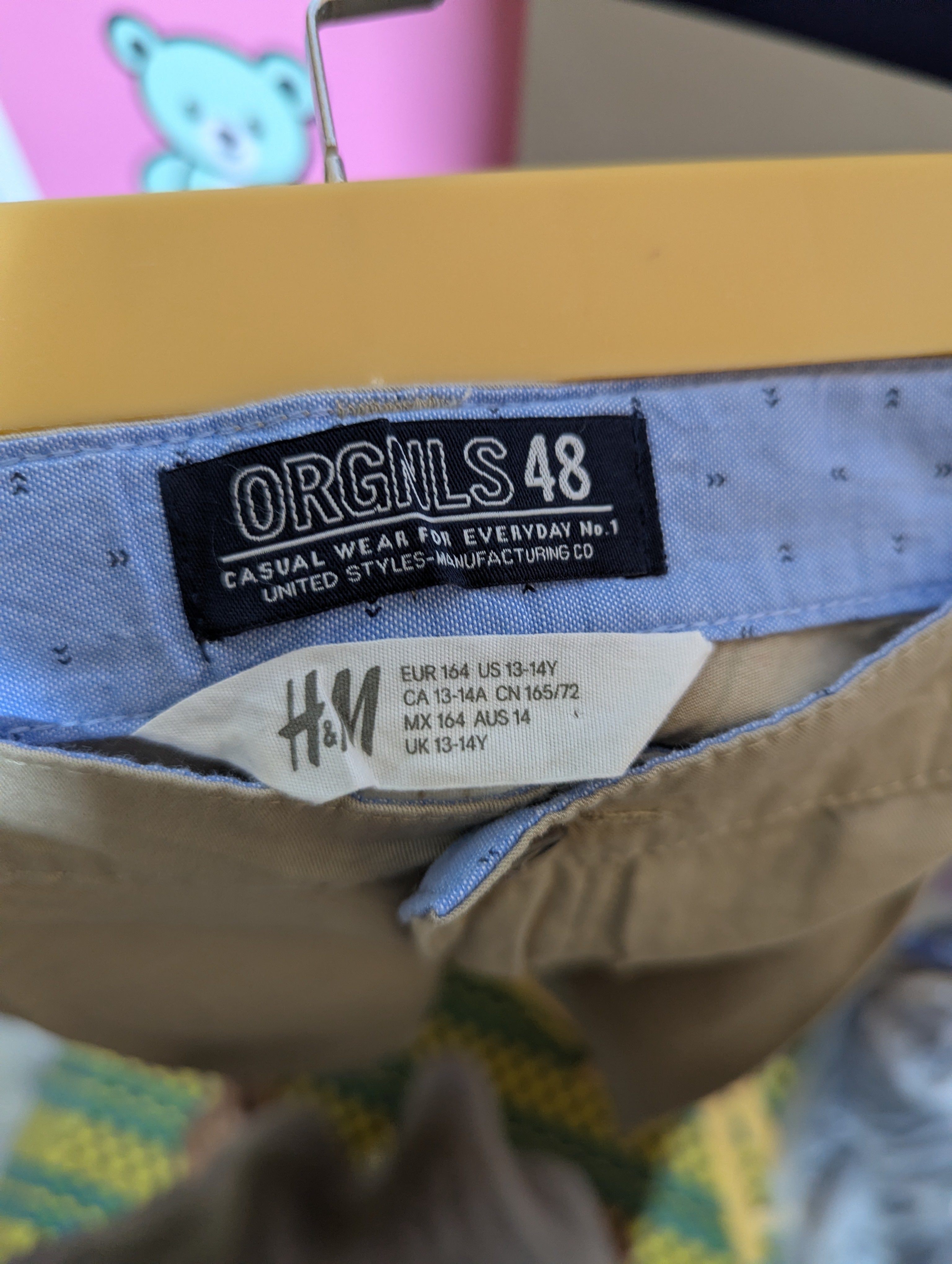 H&M Boys Classic Beige Chino Shorts - Size 164 cm Estimated Age 13-14 Years AB2