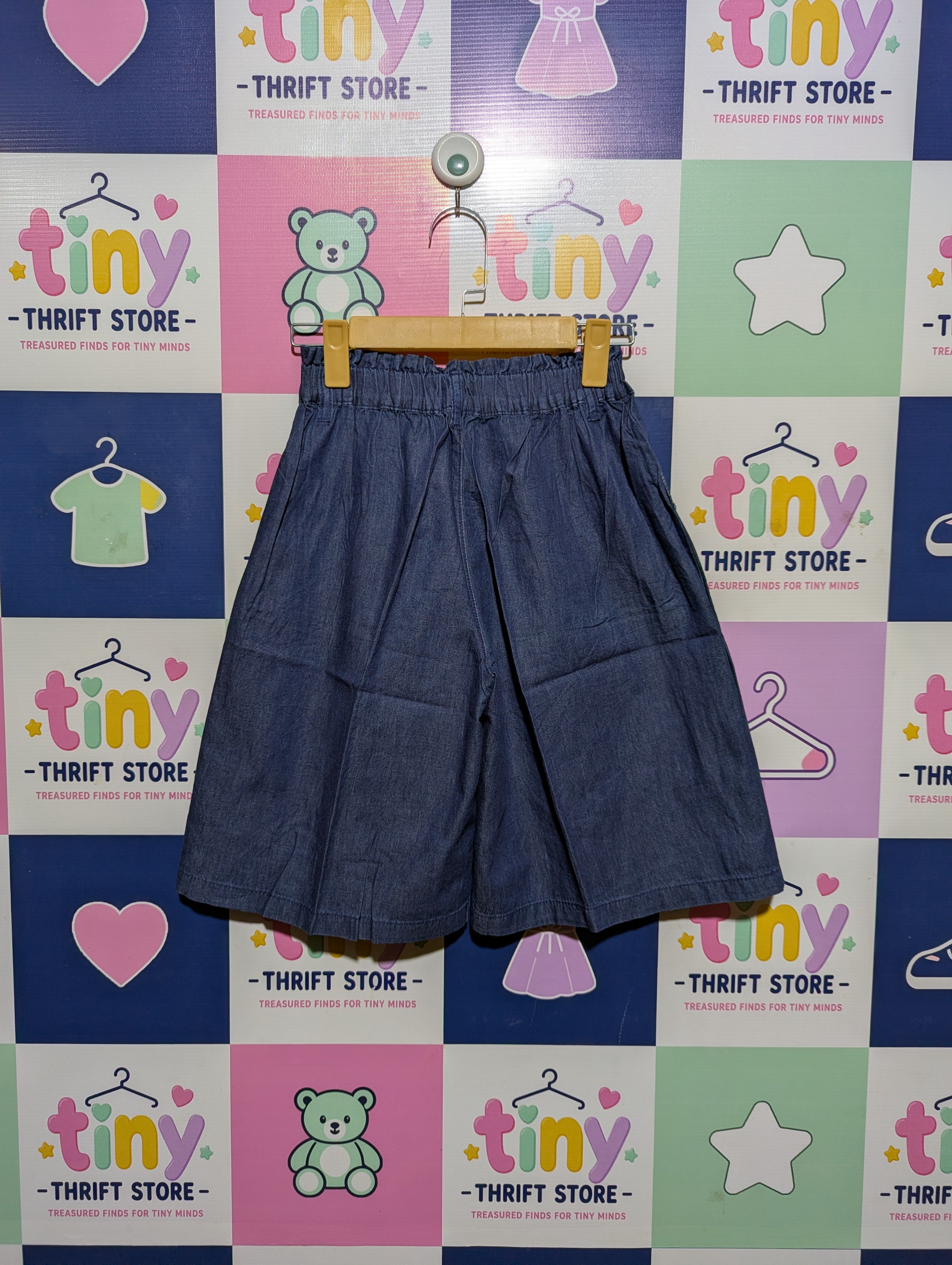 Girls' Stylish Blue Culotte Shorts - Size 130 (Estimated Age 8-9 Years) AB2