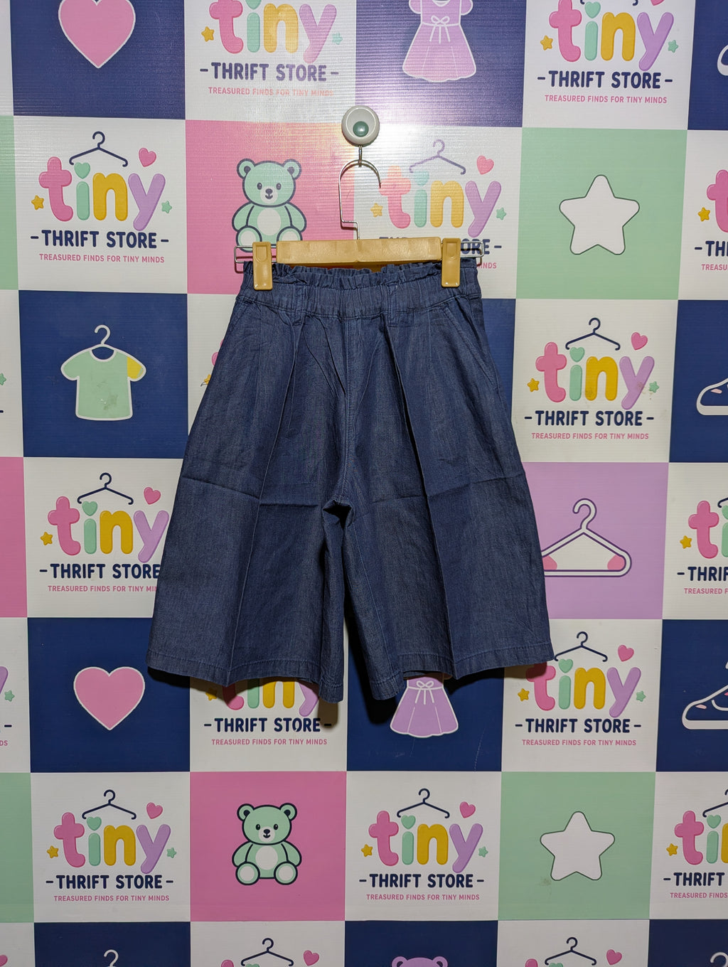 Girls' Stylish Blue Culotte Shorts - Size 130 (Estimated Age 8-9 Years) AB2