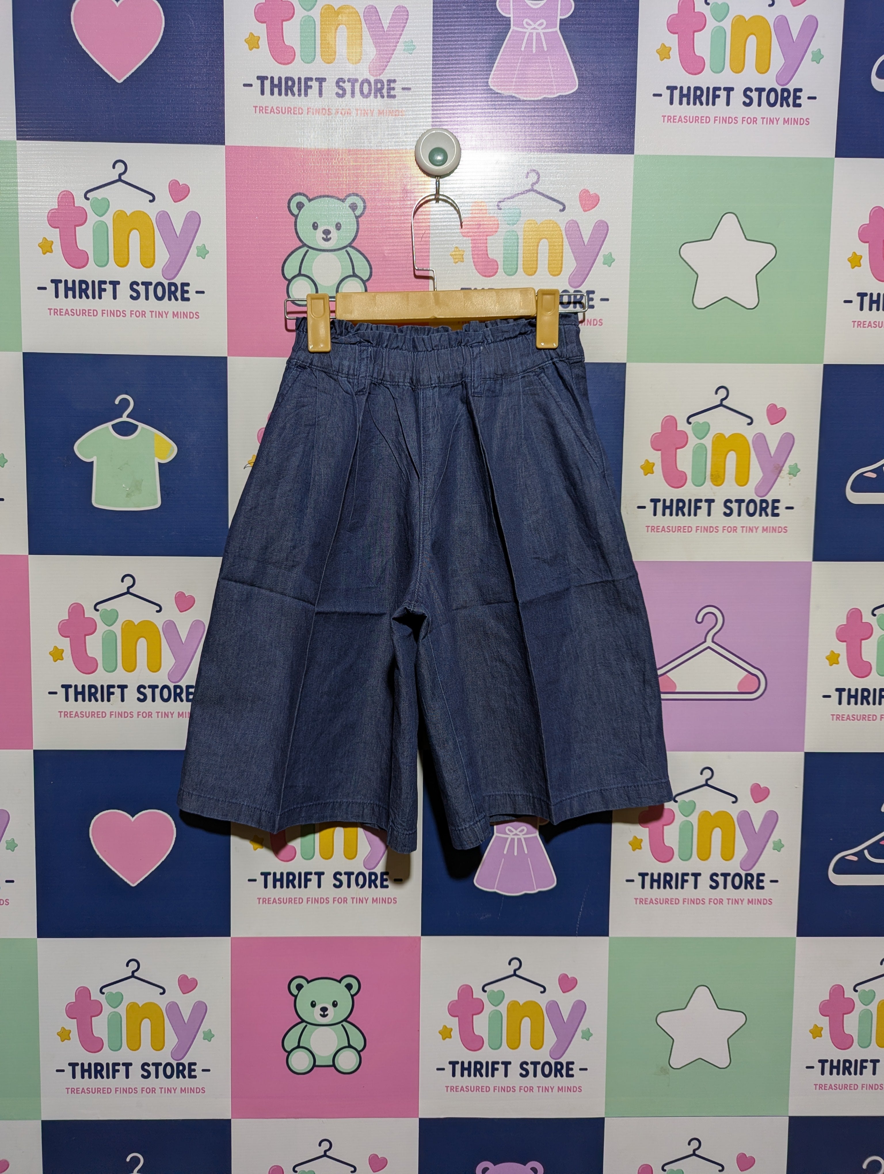 Girls' Stylish Blue Culotte Shorts - Size 130 (Estimated Age 8-9 Years) AB2